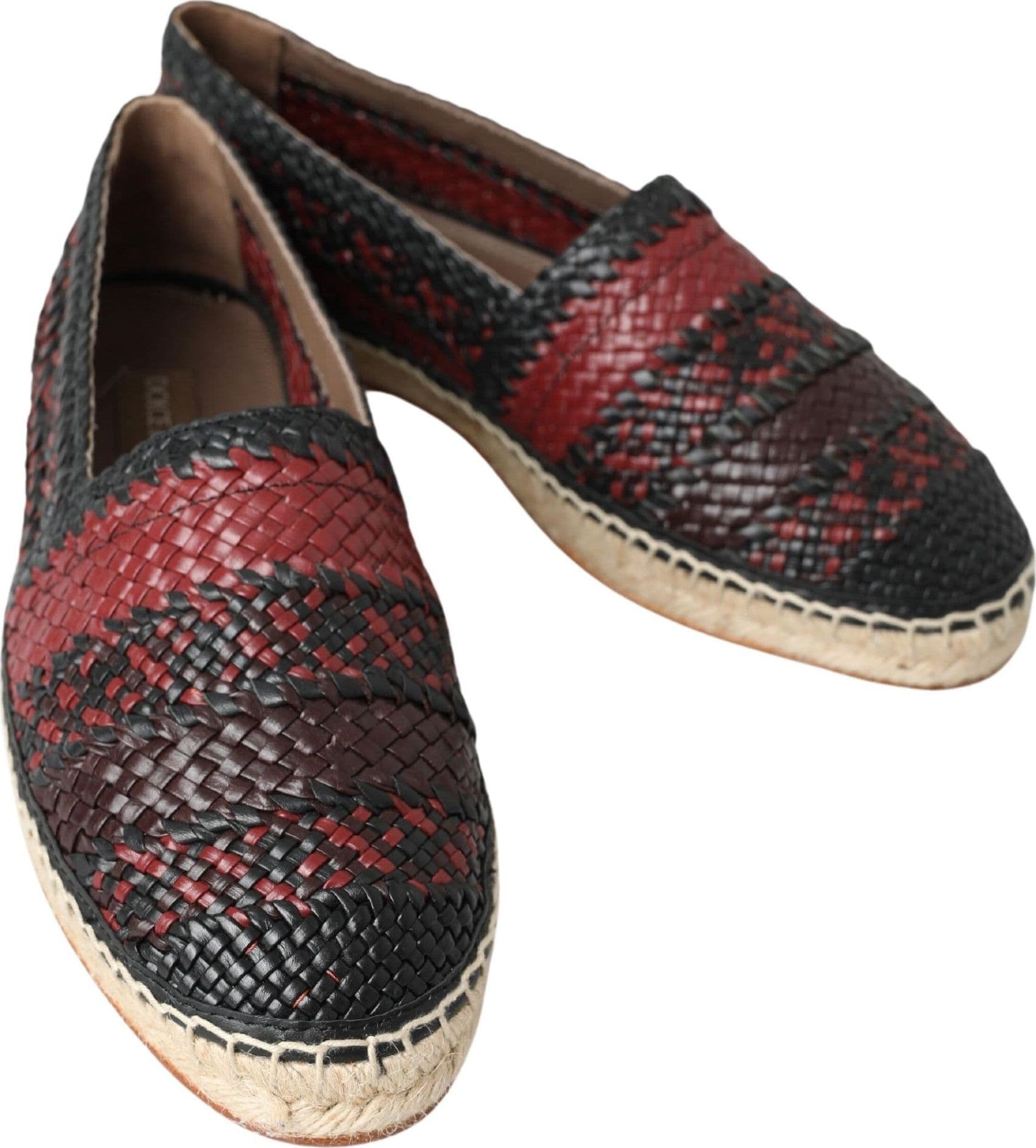 Dolce & Gabbana Black Bordeaux Buffalo Leather Espadrille Shoes - 3