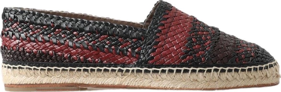 Dolce & Gabbana Black Bordeaux Buffalo Leather Espadrille Shoes - 4
