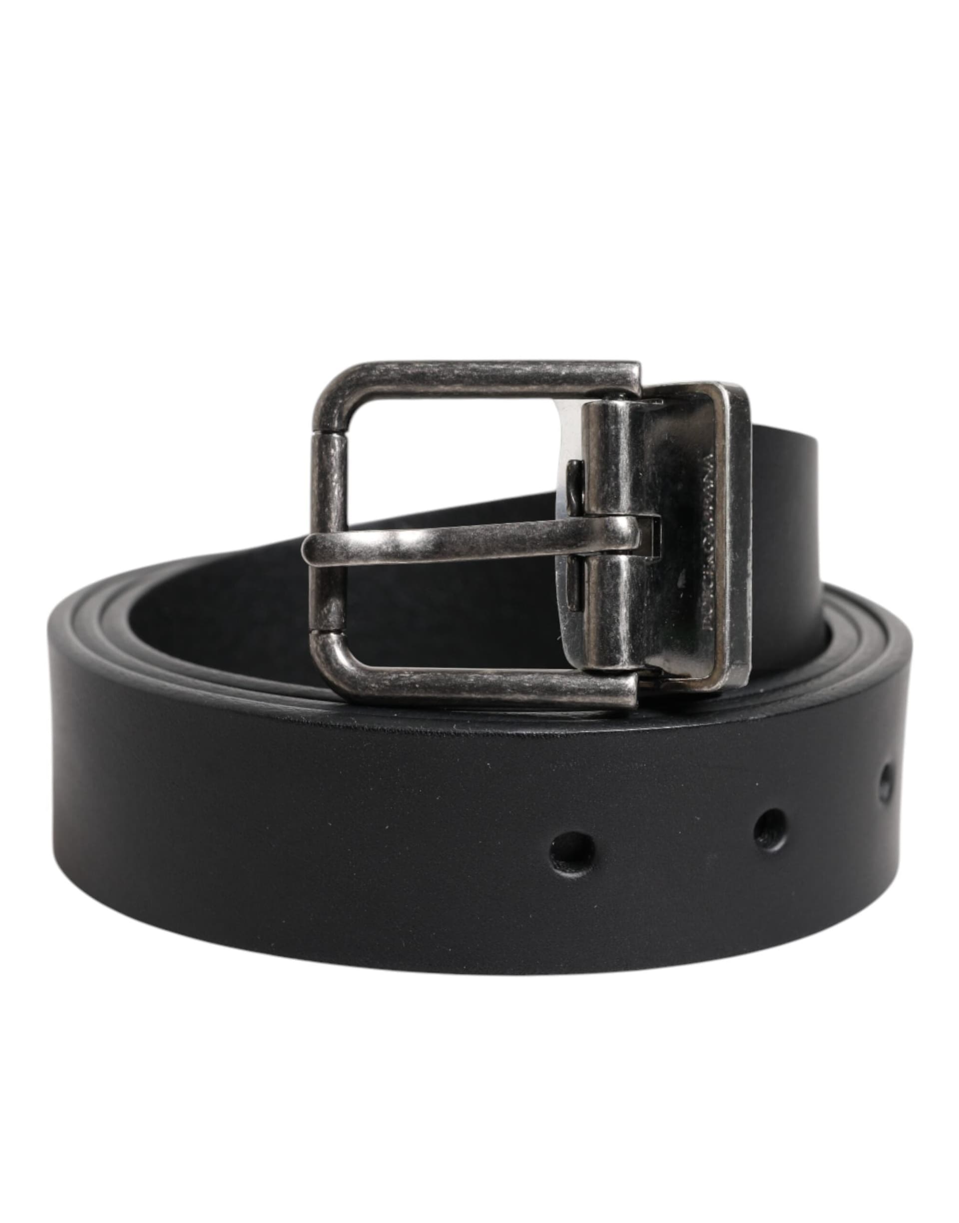 Dolce & Gabbana Black Classic Leather Metal Buckle Belt - 2