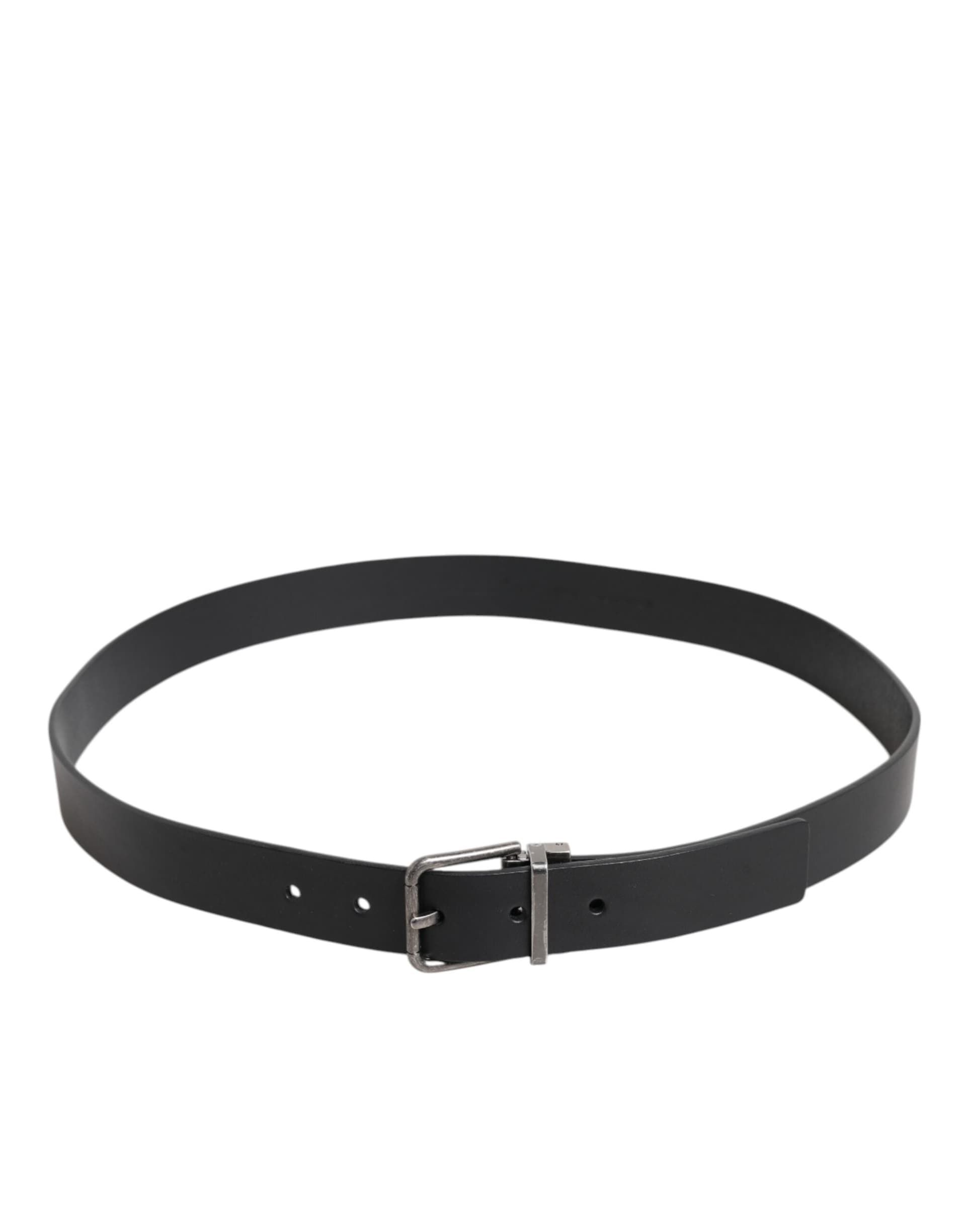 Dolce & Gabbana Black Classic Leather Metal Buckle Belt - 3