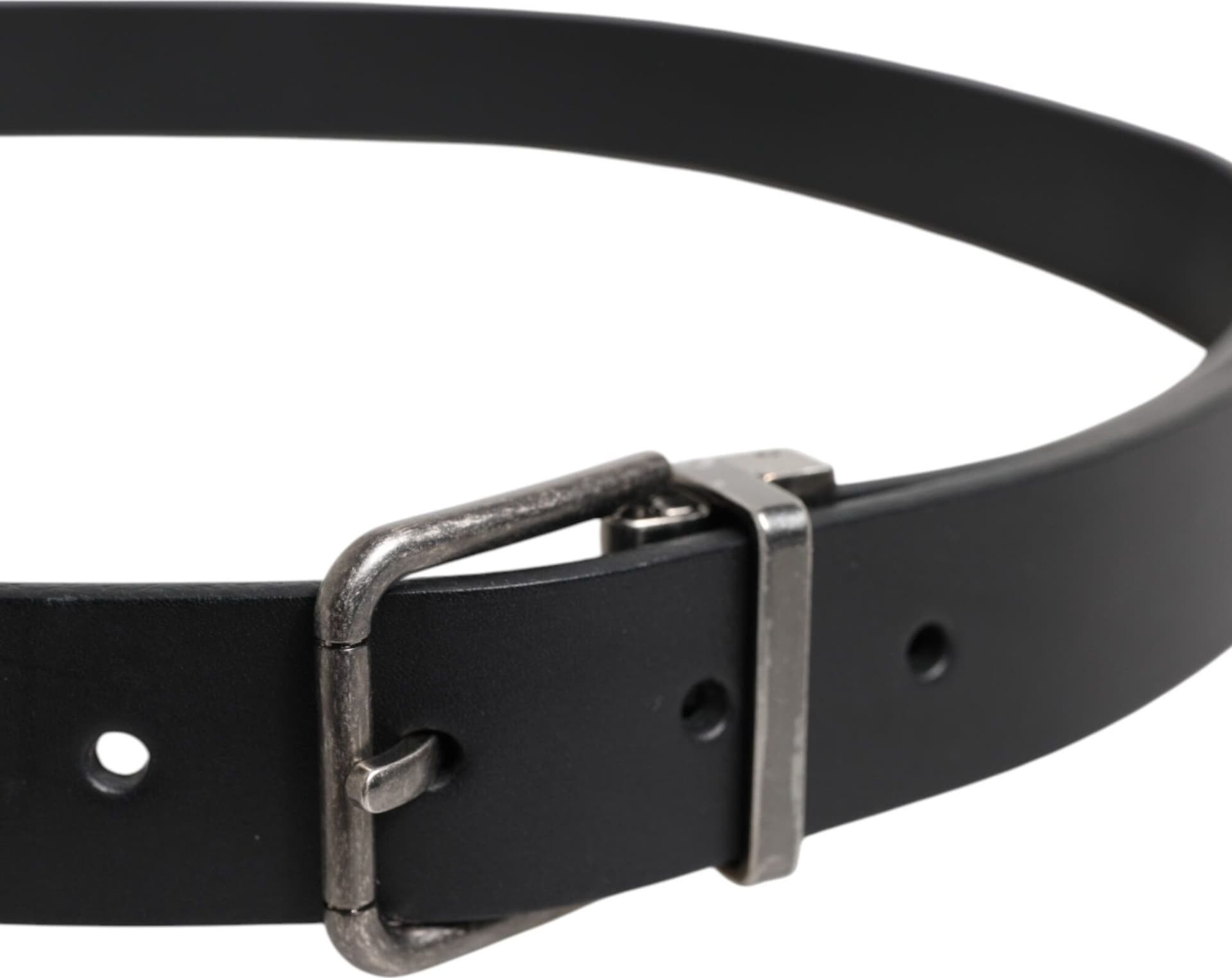 Dolce & Gabbana Black Classic Leather Metal Buckle Belt - 4