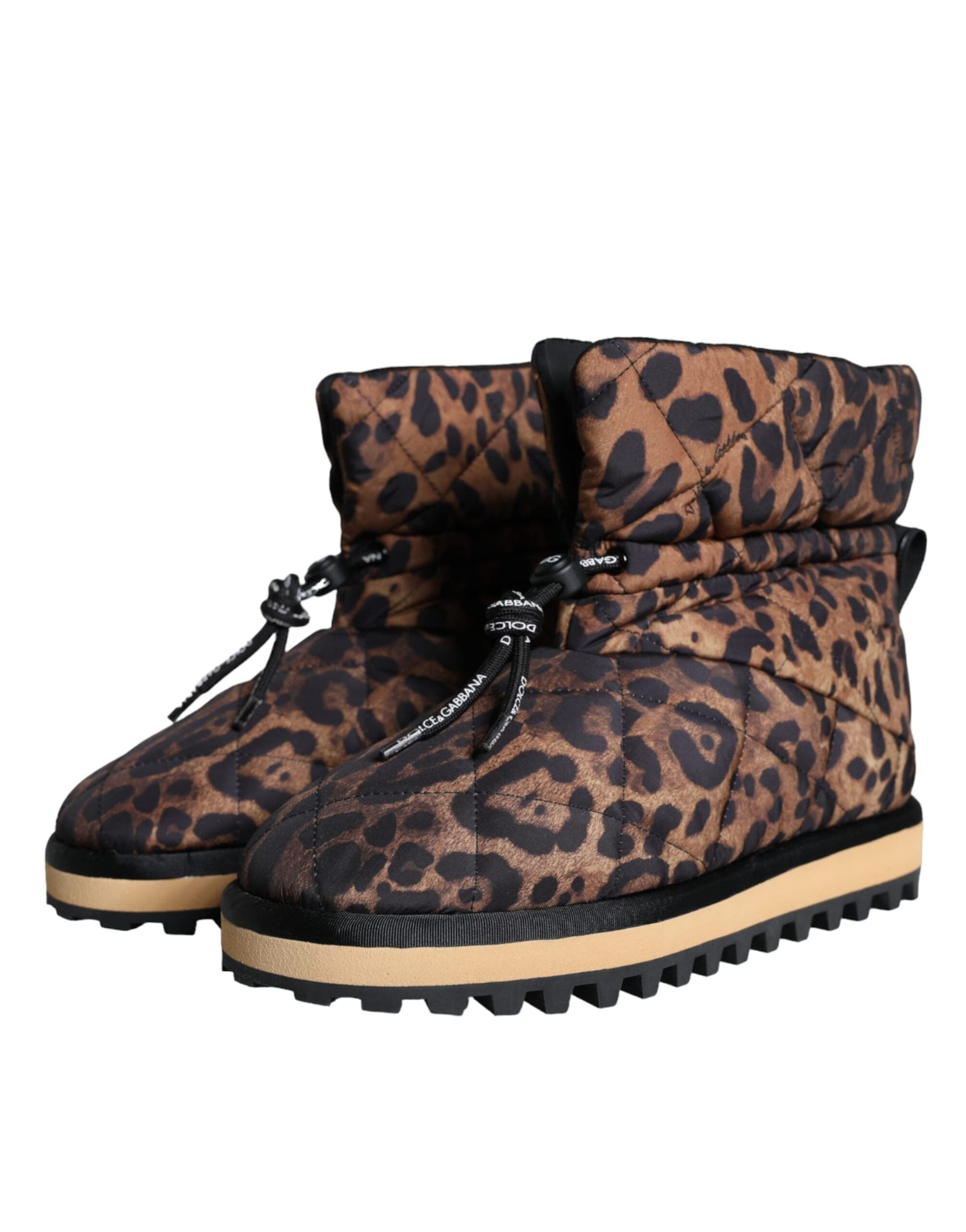 Dolce & Gabbana Brown Leopard Ankle Boots Padded Shoes - 2