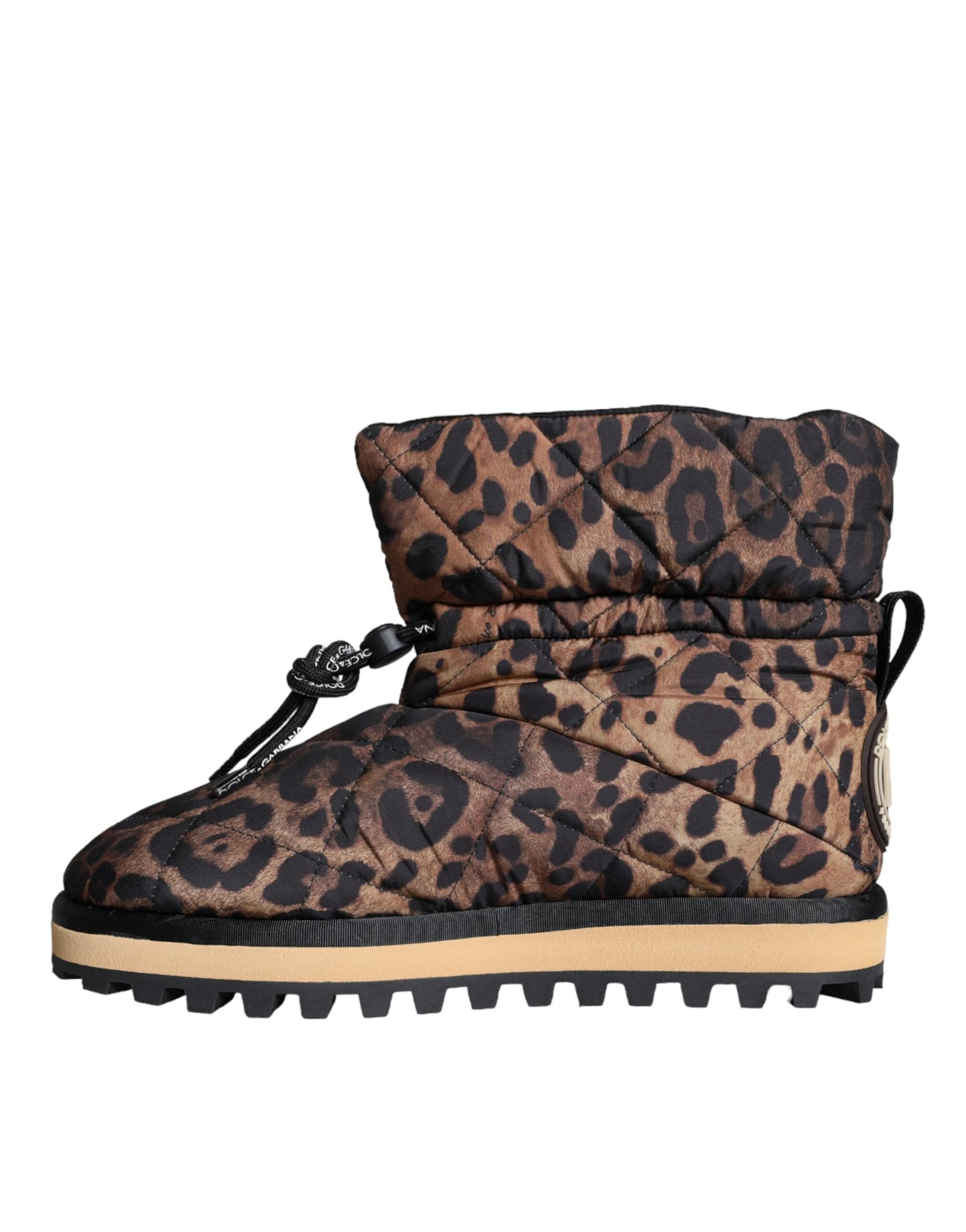 Dolce & Gabbana Brown Leopard Ankle Boots Padded Shoes - 6
