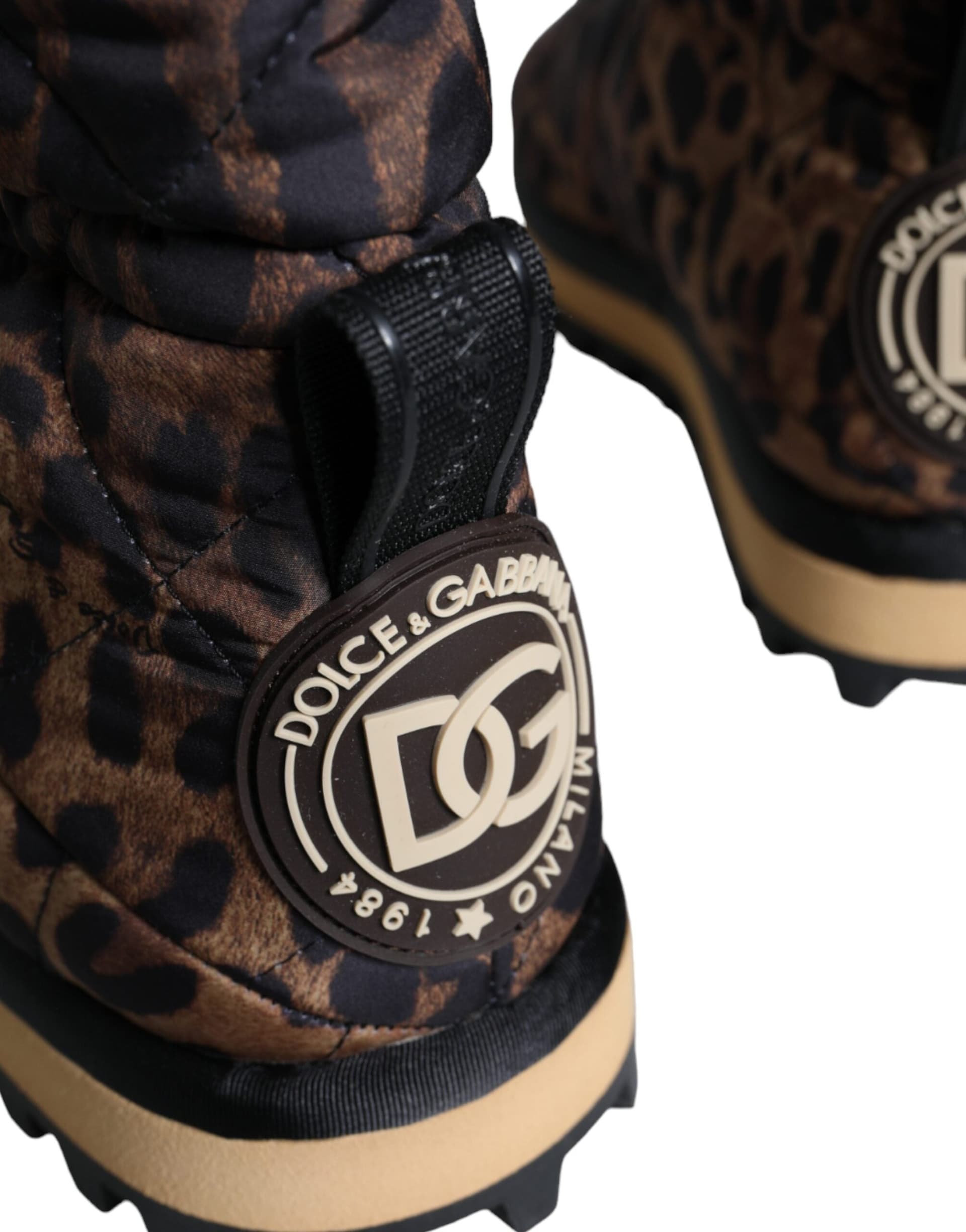 Dolce & Gabbana Brown Leopard Ankle Boots Padded Shoes - 8