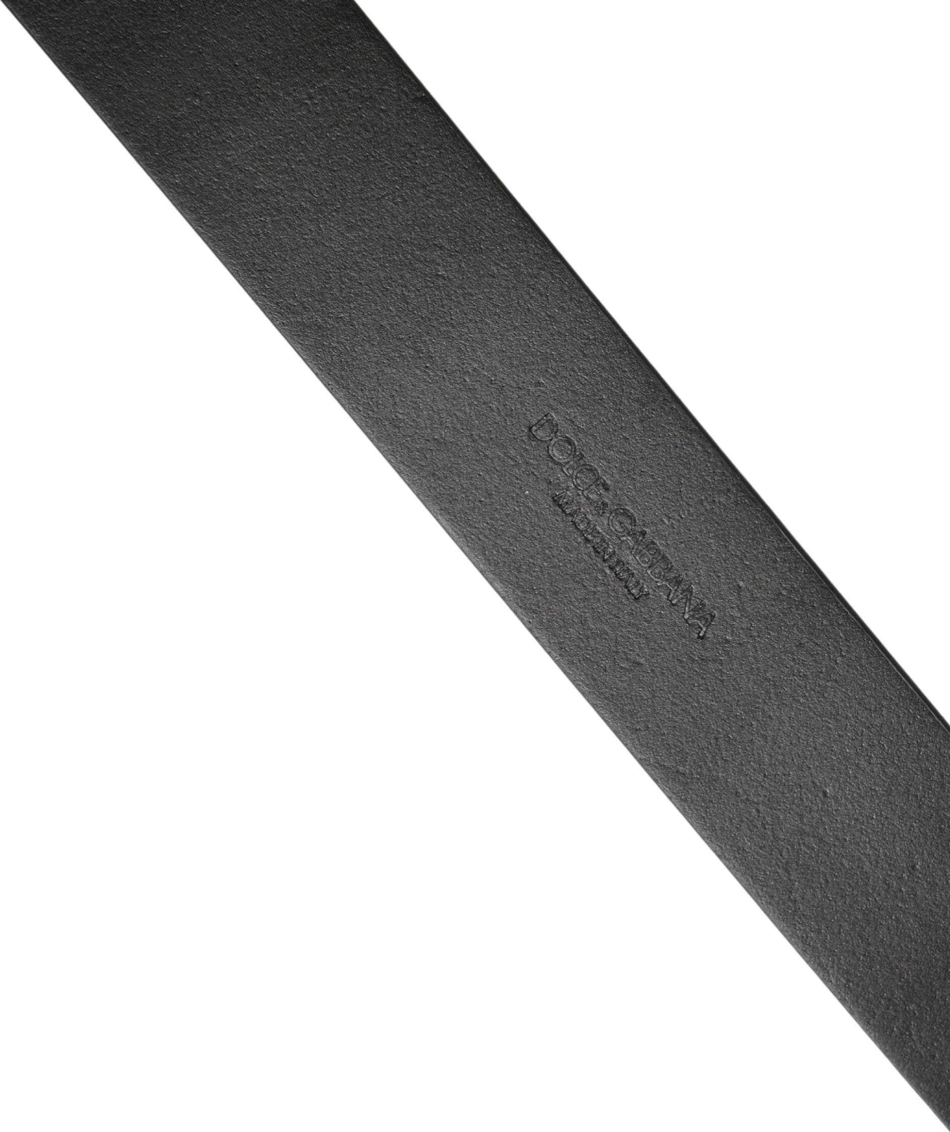 Dolce & Gabbana Black Calf Leather Silver Metal Buckle Belt - 6