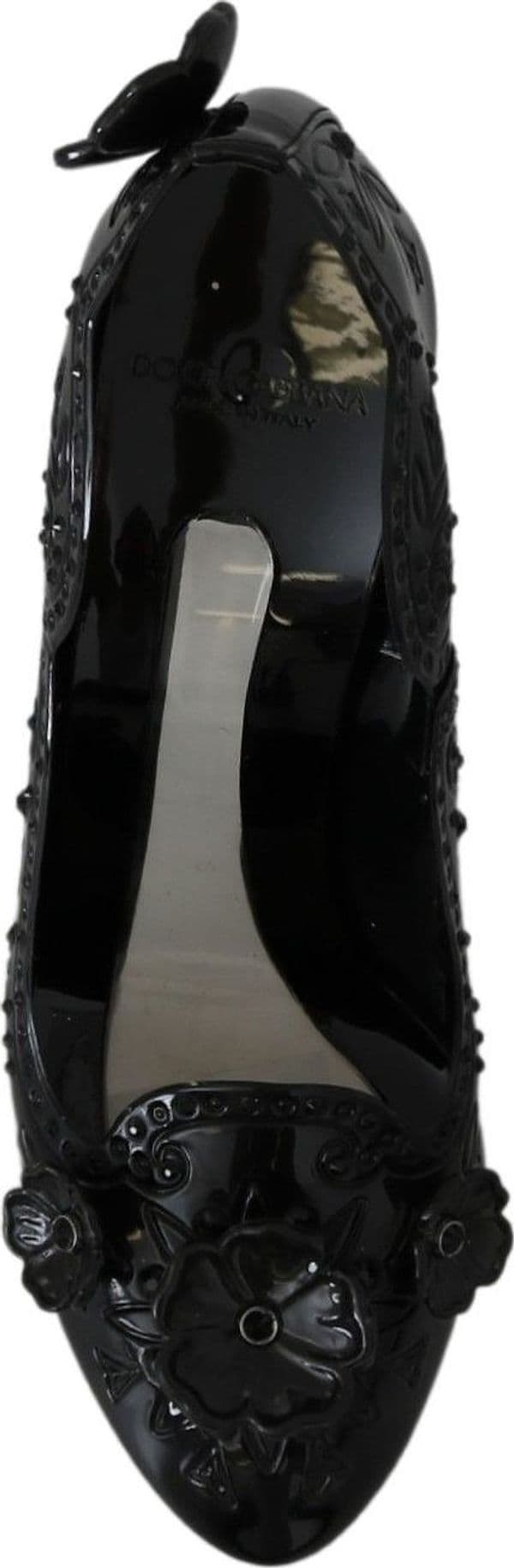 Dolce & Gabbana Black Floral Crystal CINDERELLA Heels Shoes - 2