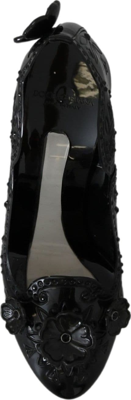 Dolce & Gabbana Black Floral Crystal CINDERELLA Heels Shoes - 2