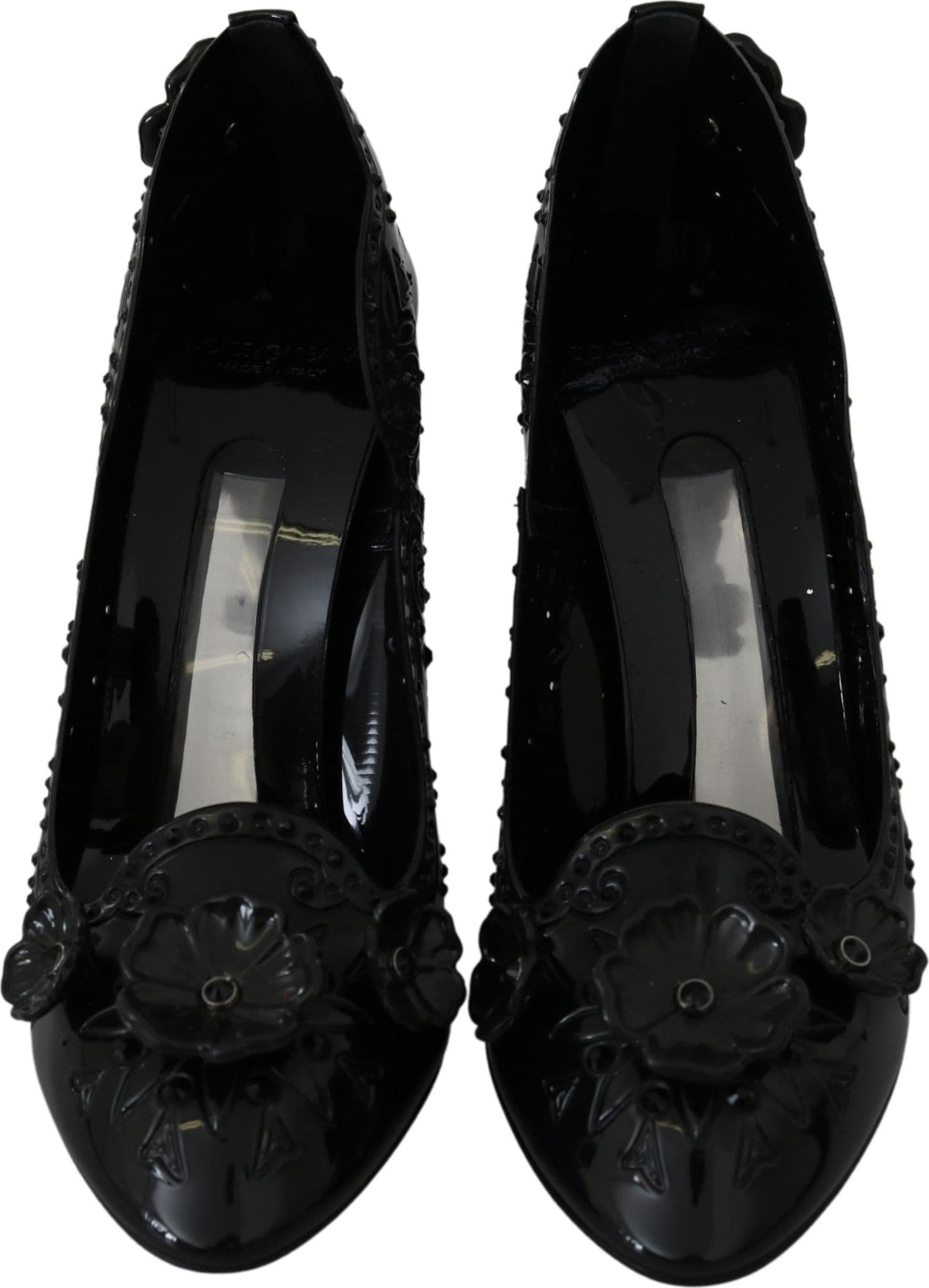 Dolce & Gabbana Black Floral Crystal CINDERELLA Heels Shoes - 3