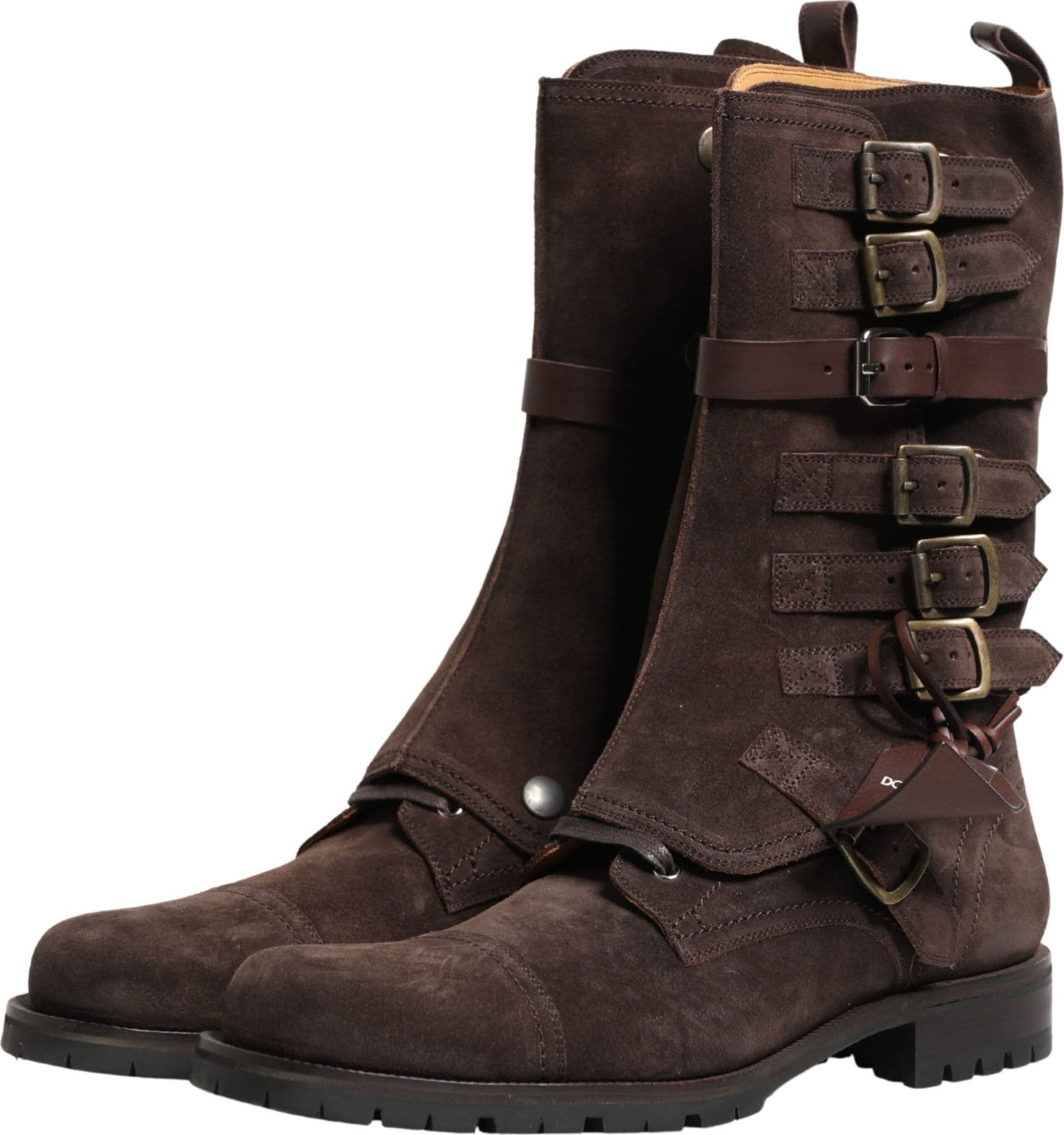 Dolce & Gabbana Brown Suede Leather Combat Ankle Boots  Shoes - 3