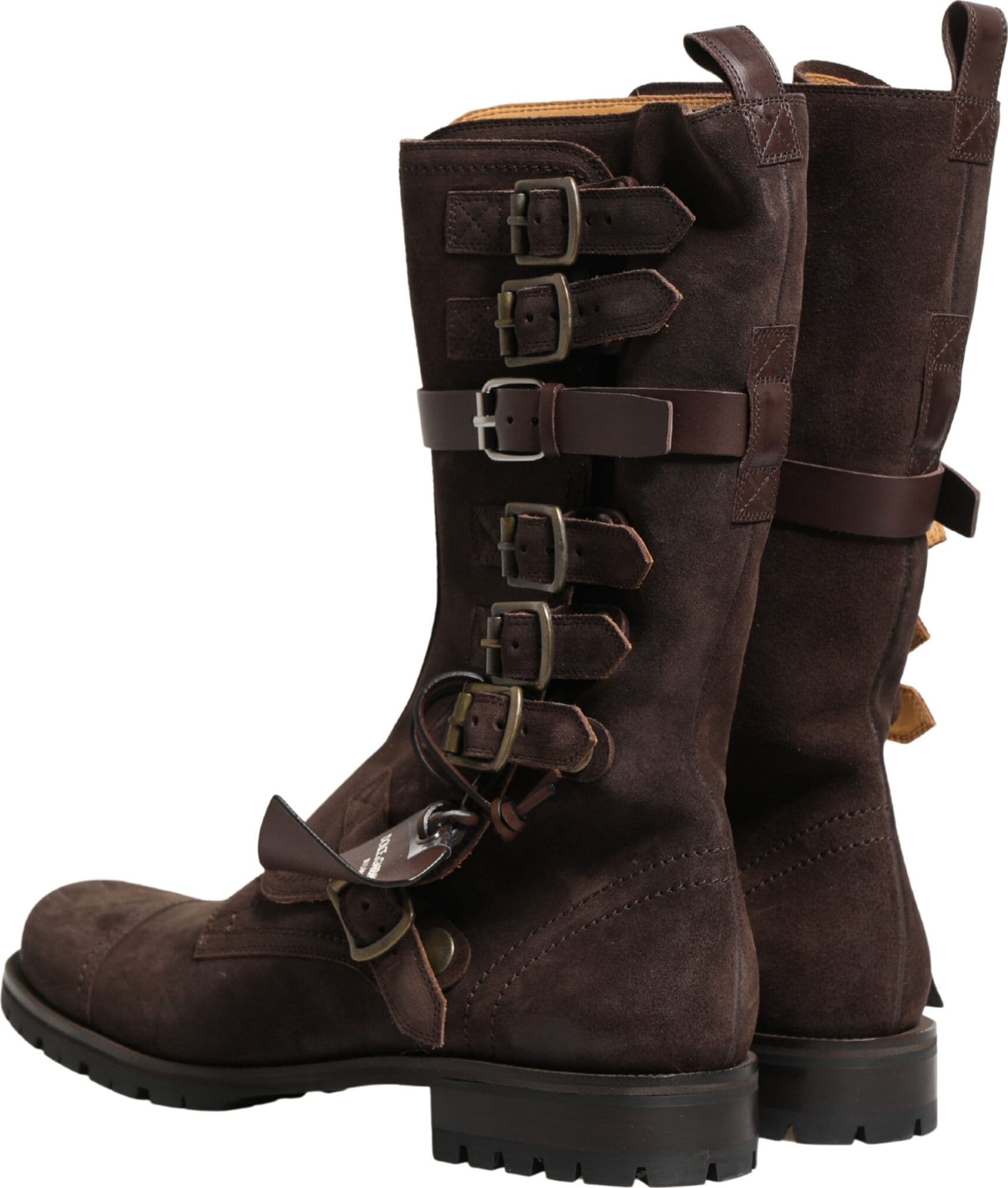 Dolce & Gabbana Brown Suede Leather Combat Ankle Boots  Shoes - 4