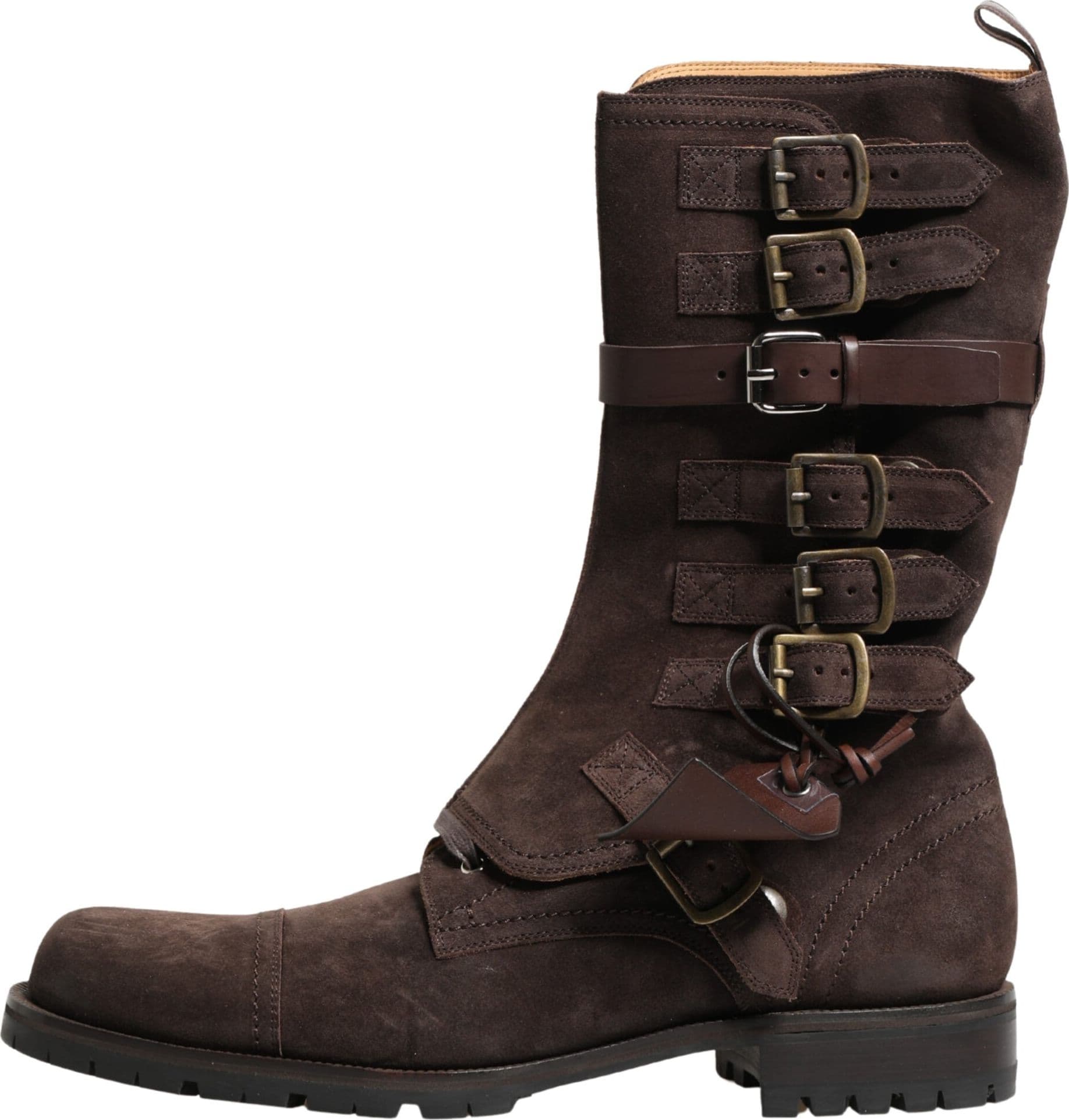 Dolce & Gabbana Brown Suede Leather Combat Ankle Boots  Shoes - 5