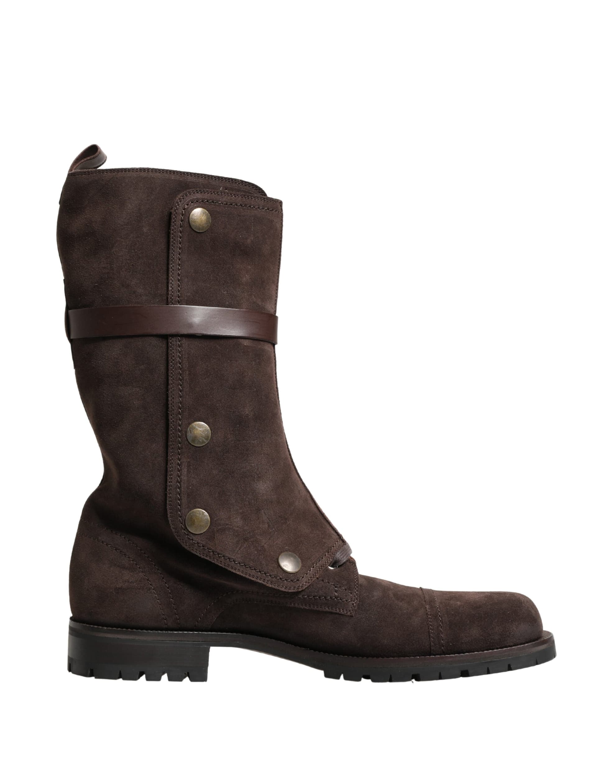 Dolce & Gabbana Brown Suede Leather Combat Ankle Boots  Shoes - 7