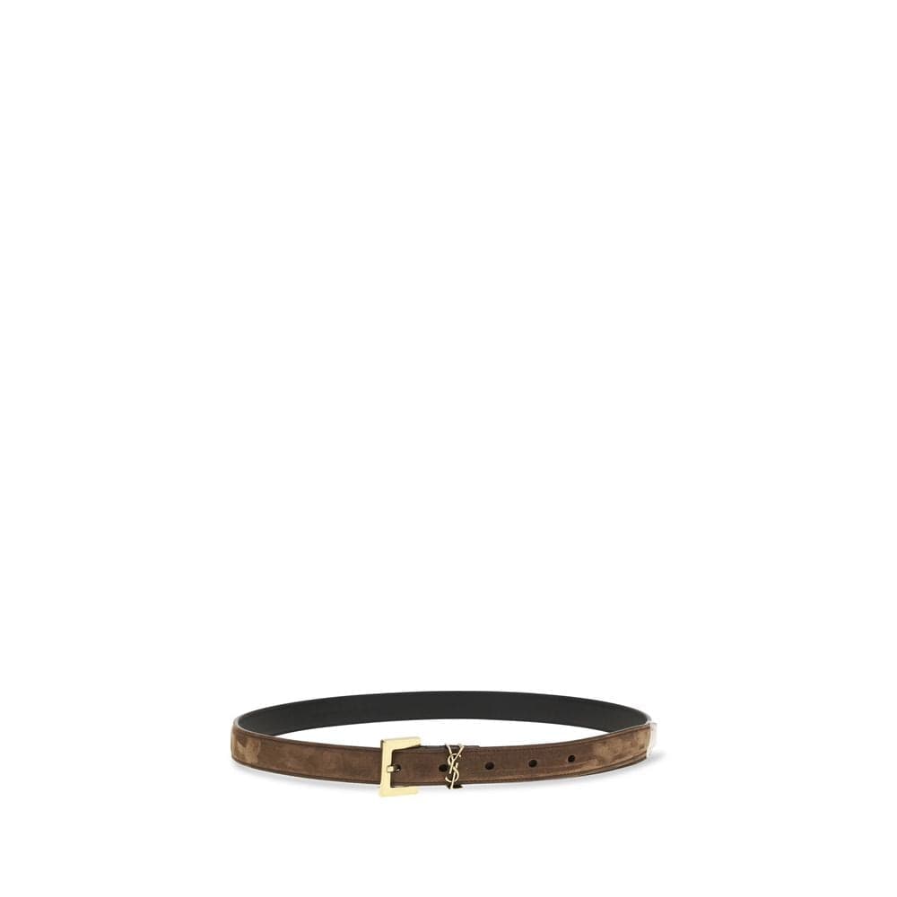 Saint Laurent Brown Calf Leather Bos Taurus Thin Belt - 2