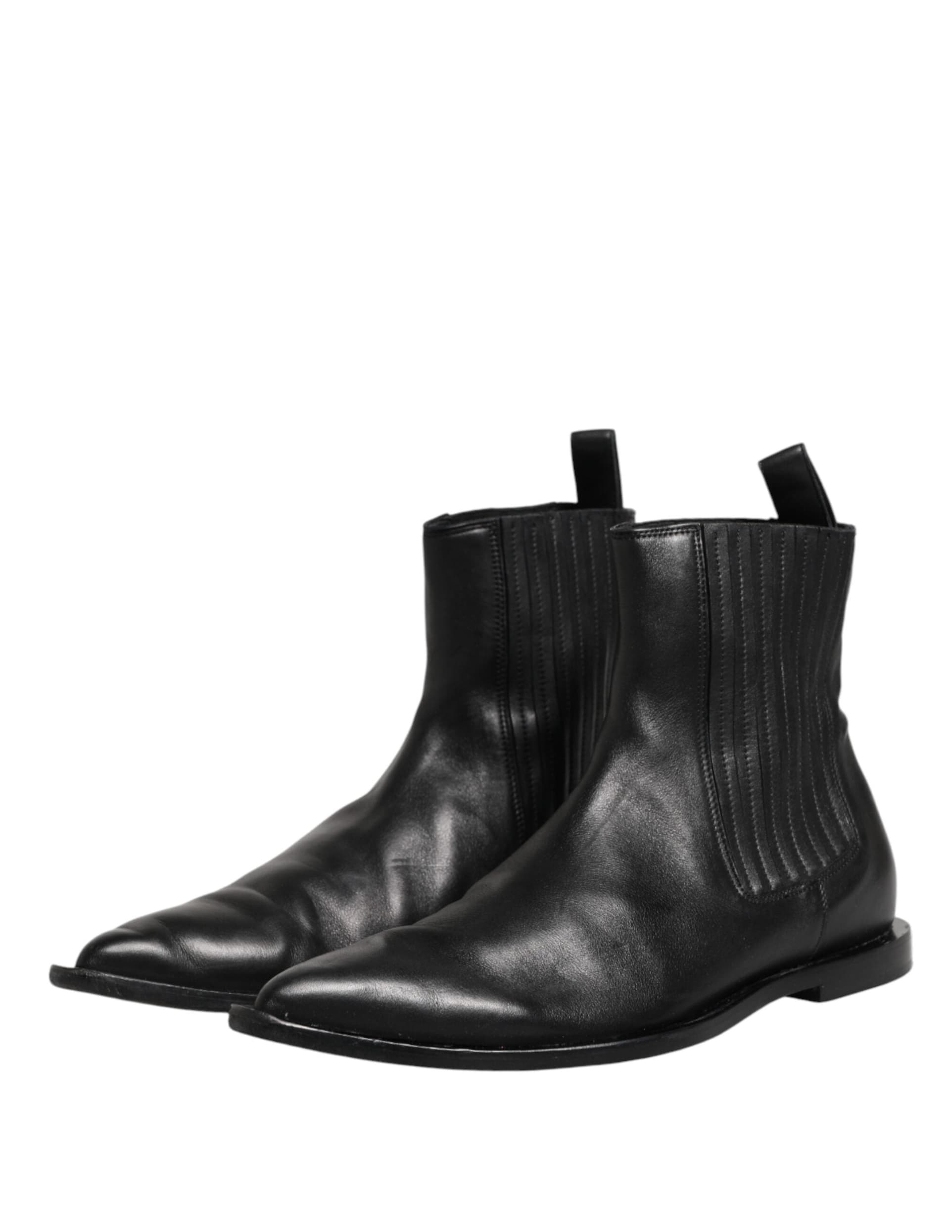 Dolce & Gabbana Black Chelsea Men Short Ankle Boots Shoes - 2