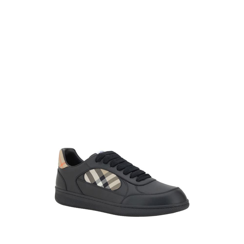 Burberry Black Calf Leather Bos Taurus Low Top Sneakers - 2