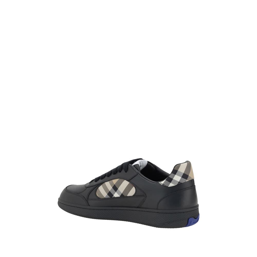 Burberry Black Calf Leather Bos Taurus Low Top Sneakers - 3