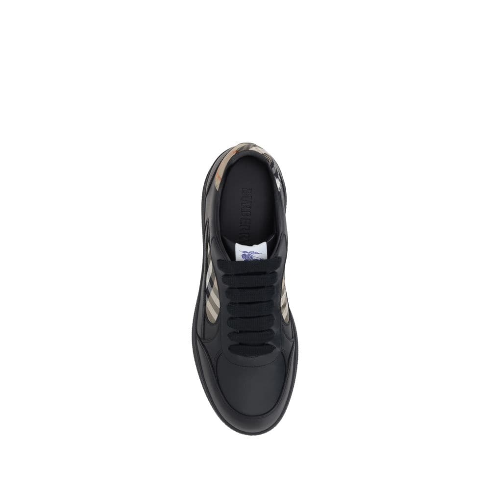 Burberry Black Calf Leather Bos Taurus Low Top Sneakers - 4