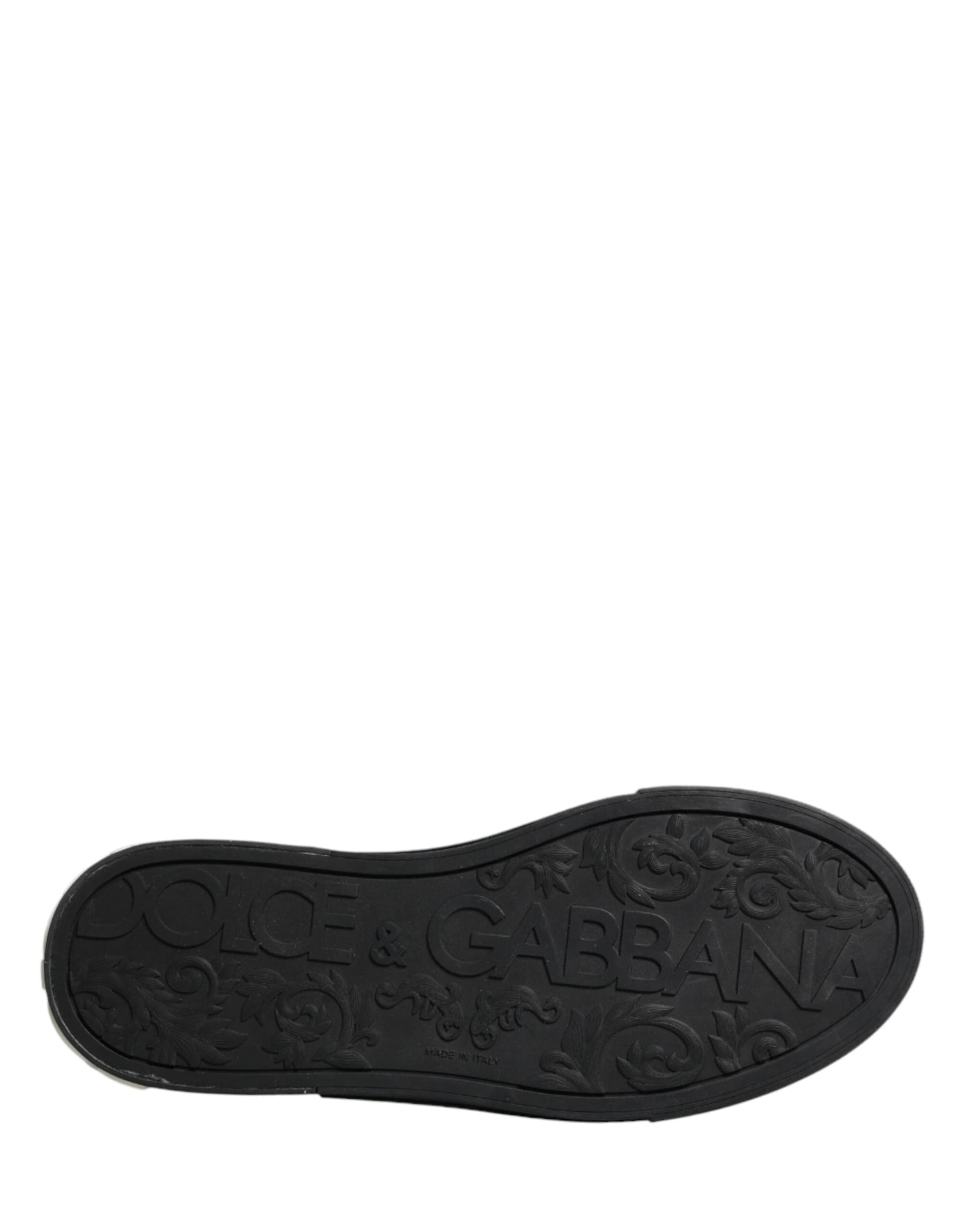 Dolce & Gabbana Blue Canvas Embellished Slip On Men Sneakers Shoes - 8