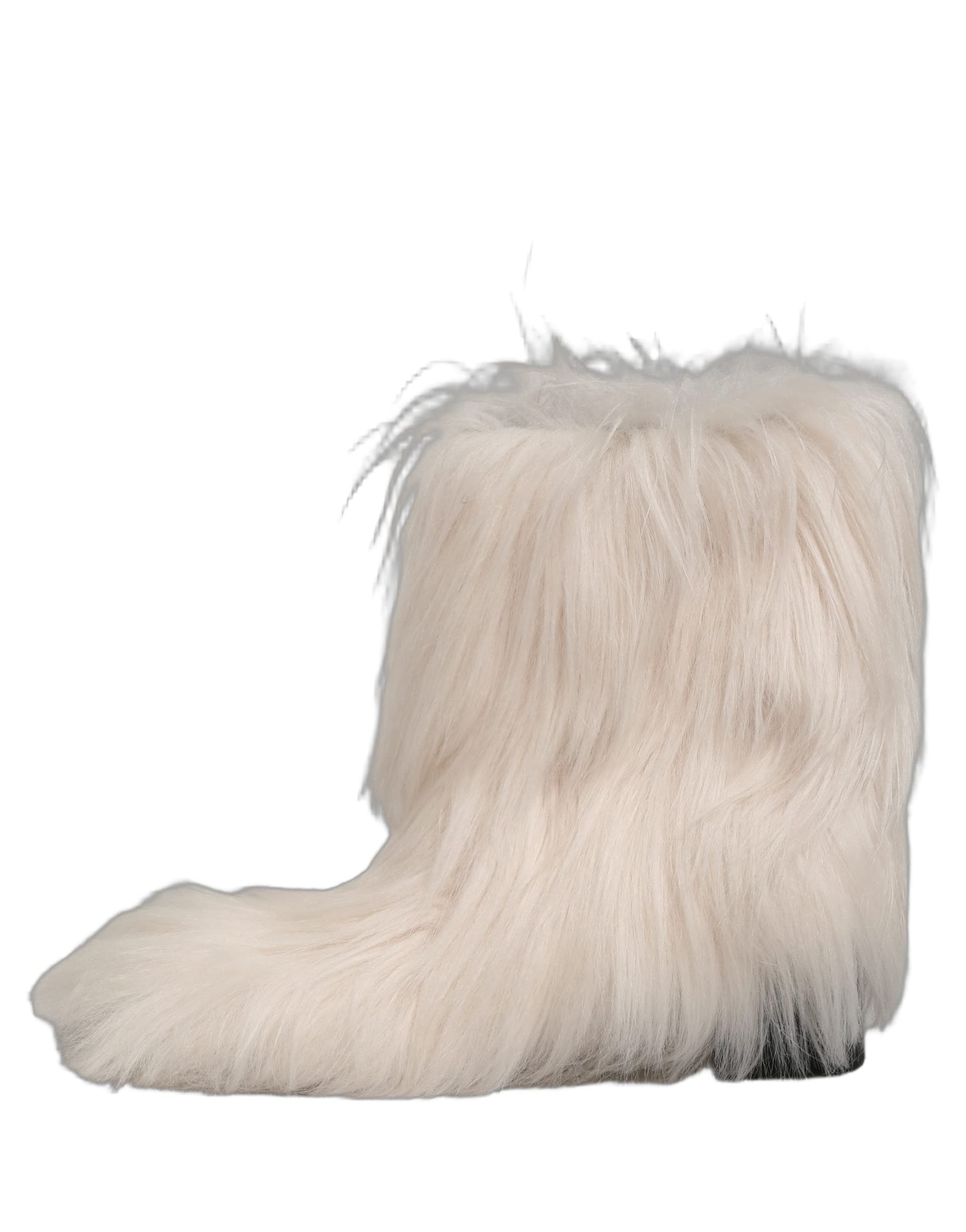 Dolce & Gabbana White Faux Fur Mid Calf Men Boots Shoes - 6