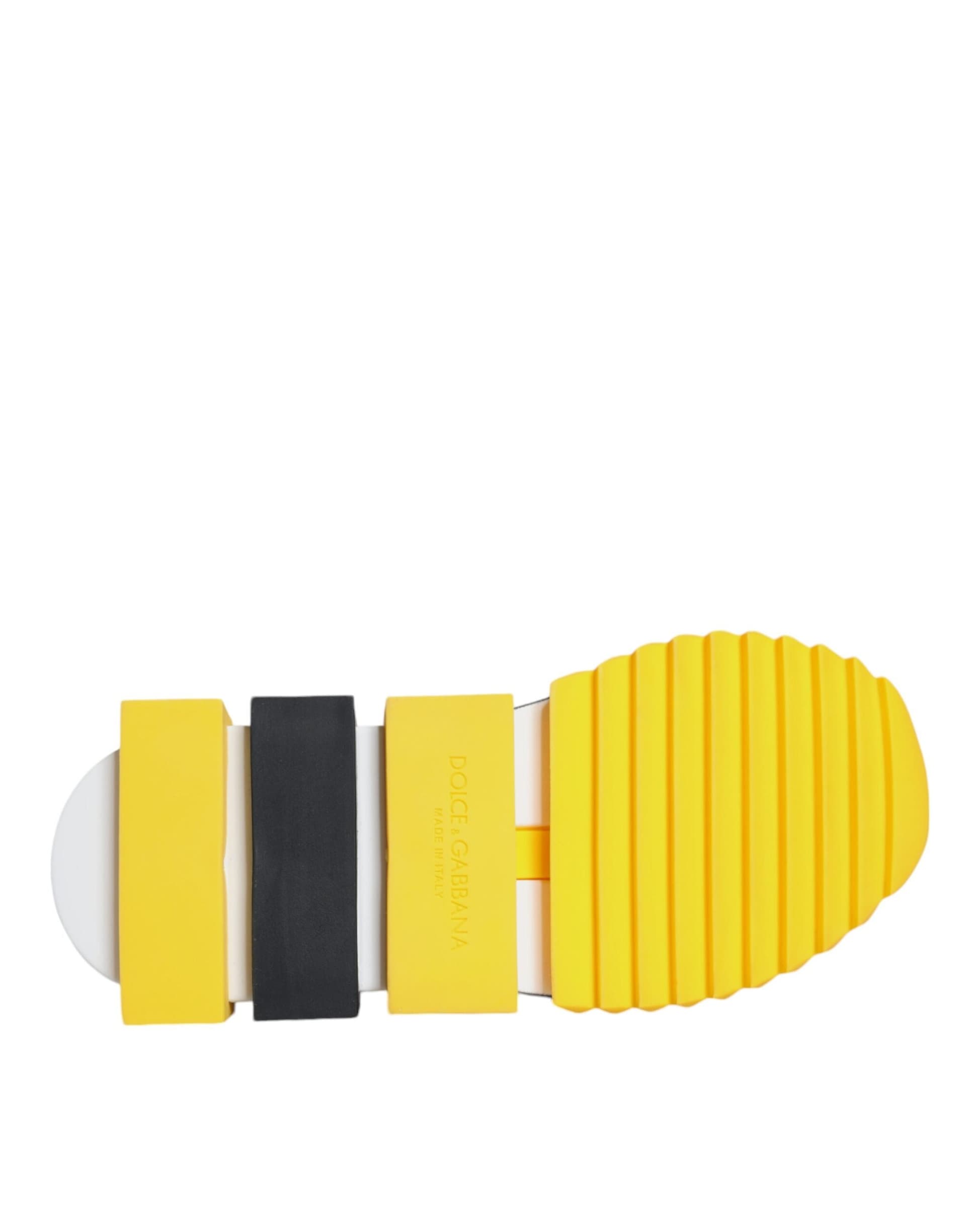 Dolce & Gabbana Yellow Sorrento Crystals Low Top Sneakers Shoes - 8