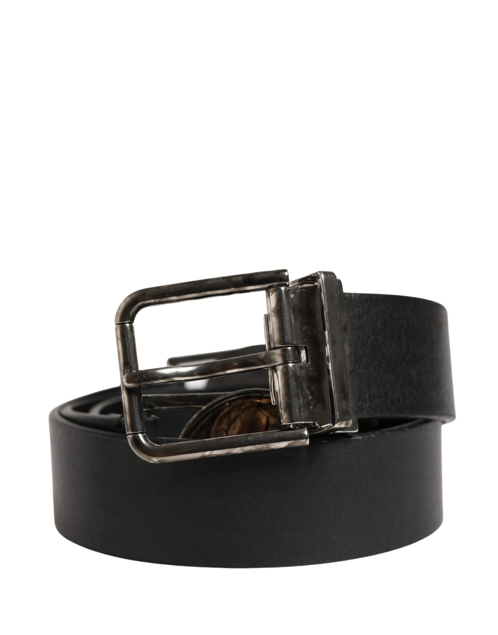 Dolce & Gabbana Men Black Classic Leather Metal Buckle Belt - 2
