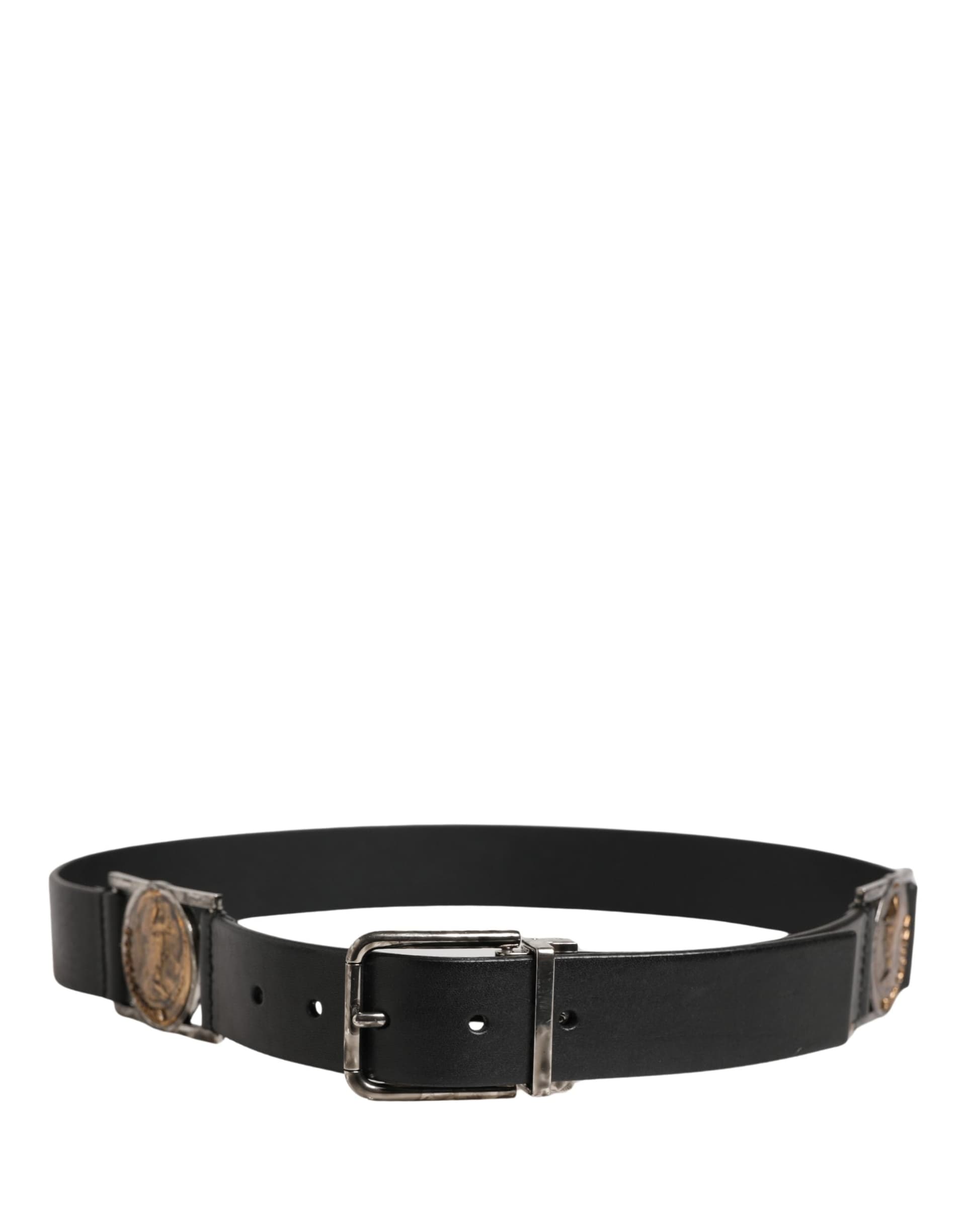 Dolce & Gabbana Men Black Classic Leather Metal Buckle Belt - 3
