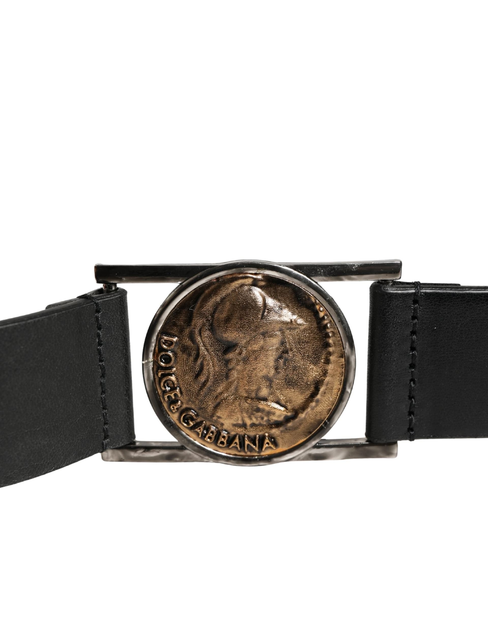 Dolce & Gabbana Men Black Classic Leather Metal Buckle Belt - 5
