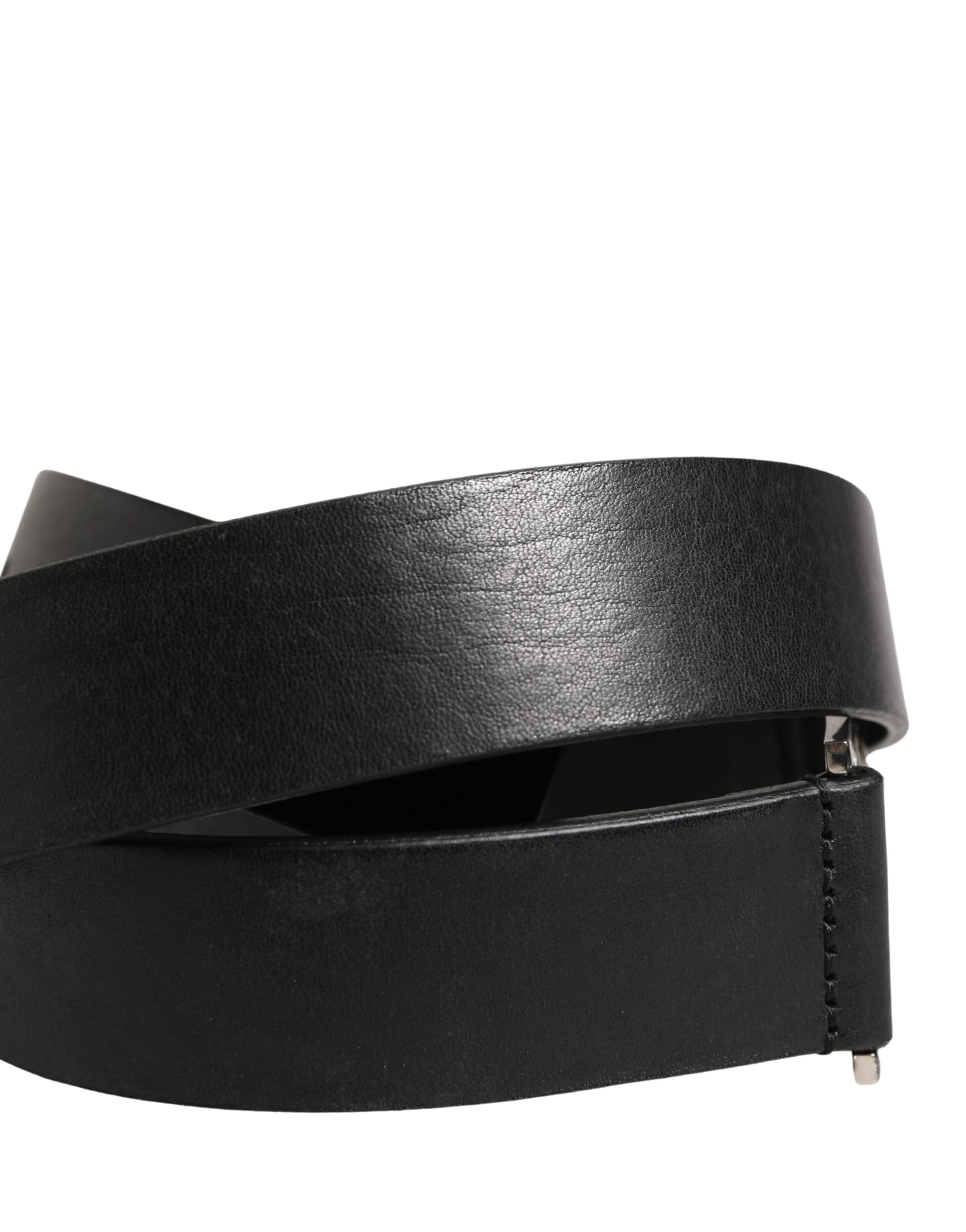 Dolce & Gabbana Men Black Classic Leather Metal Buckle Belt - 7