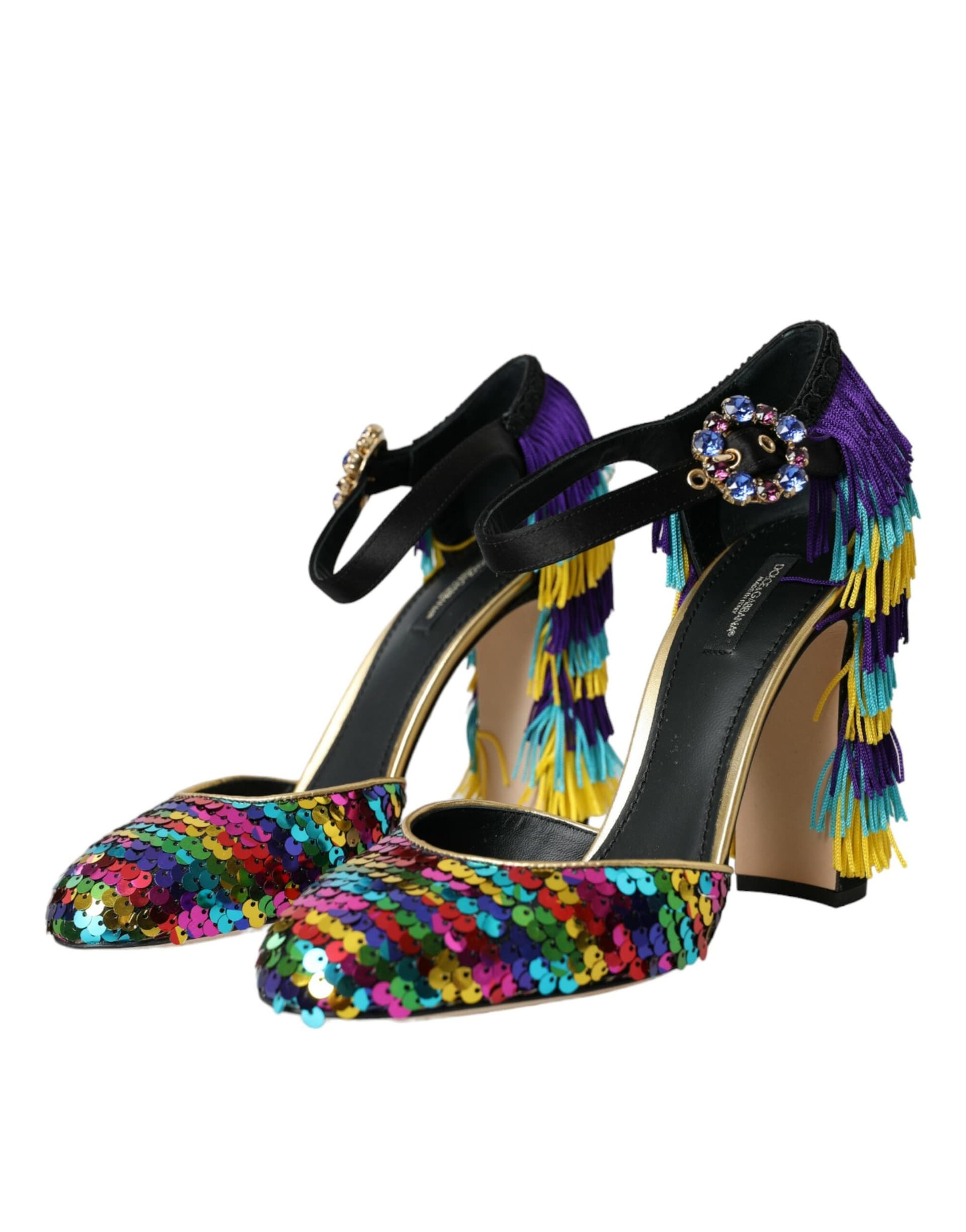 Dolce & Gabbana Multicolor Sequin Crystal Mary Jane Shoes - 2