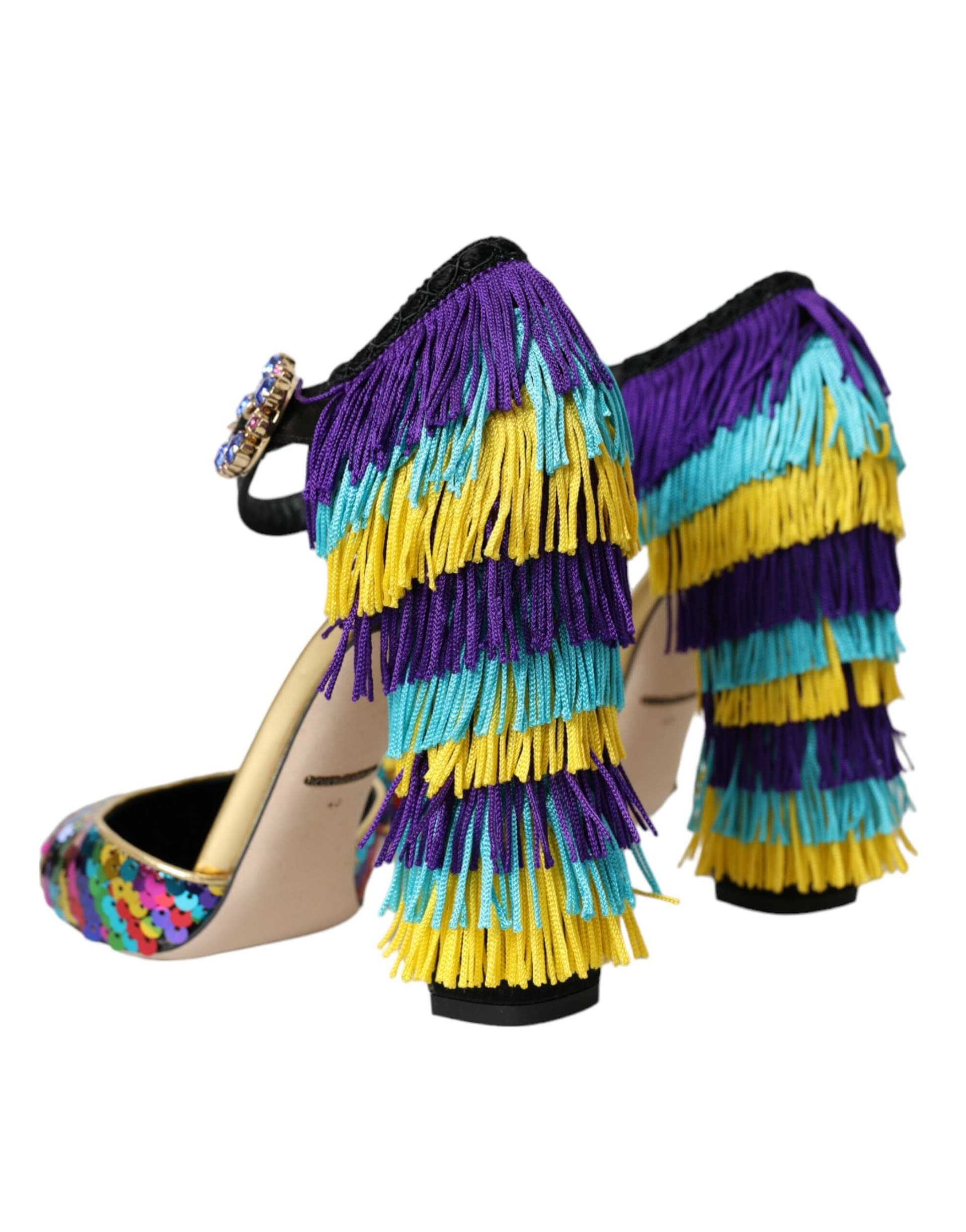 Dolce & Gabbana Multicolor Sequin Crystal Mary Jane Shoes - 3