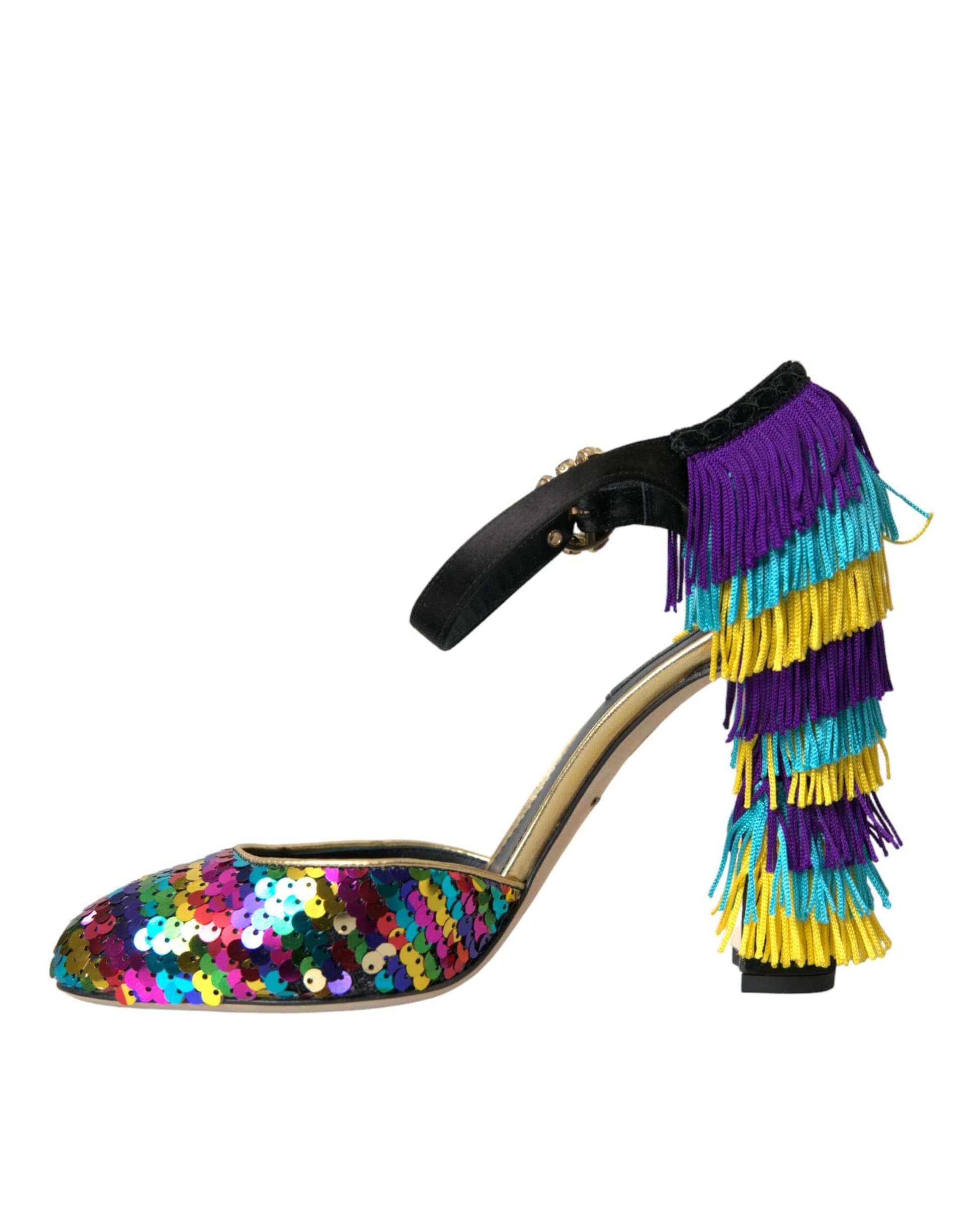 Dolce & Gabbana Multicolor Sequin Crystal Mary Jane Shoes - 4