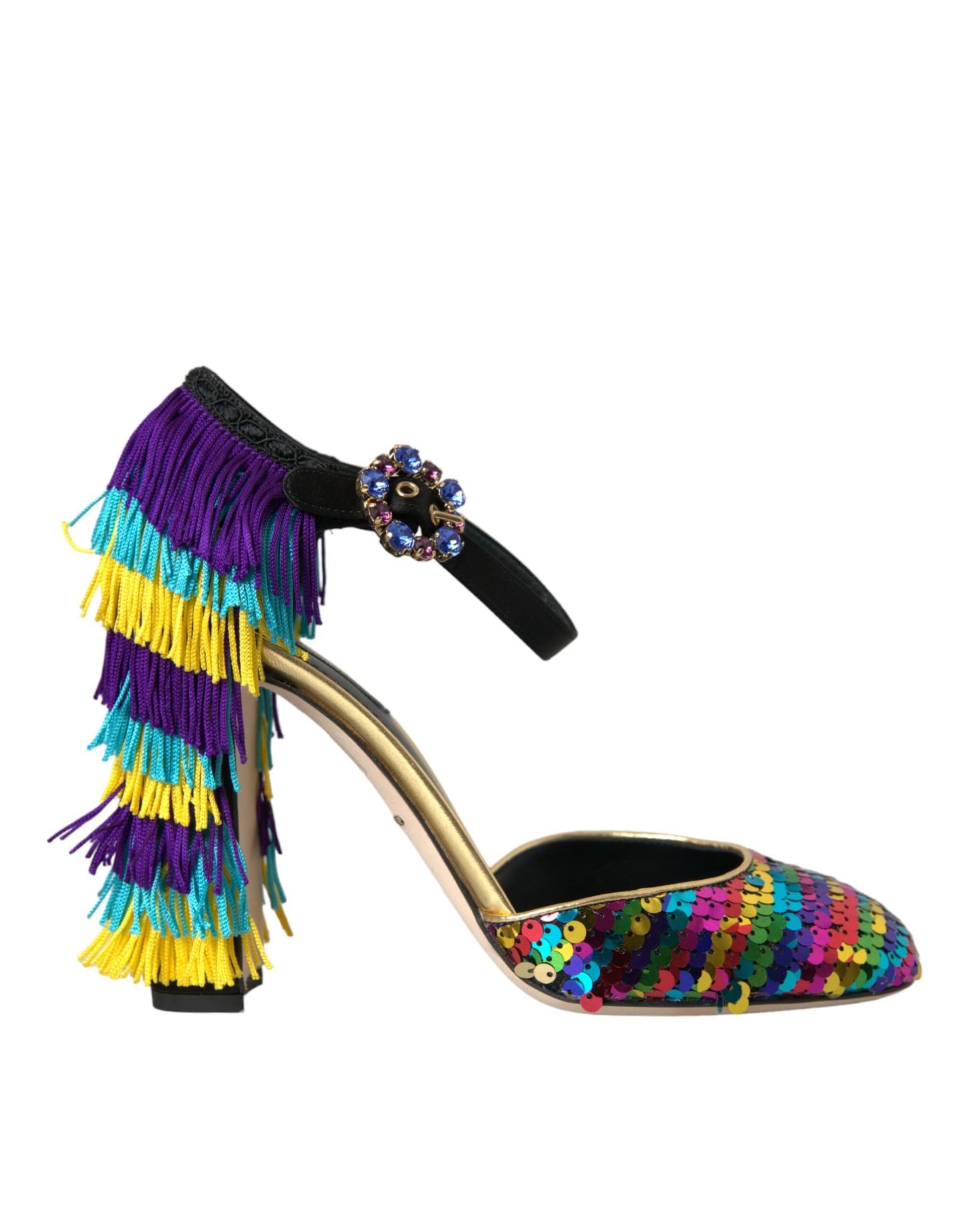 Dolce & Gabbana Multicolor Sequin Crystal Mary Jane Shoes - 5