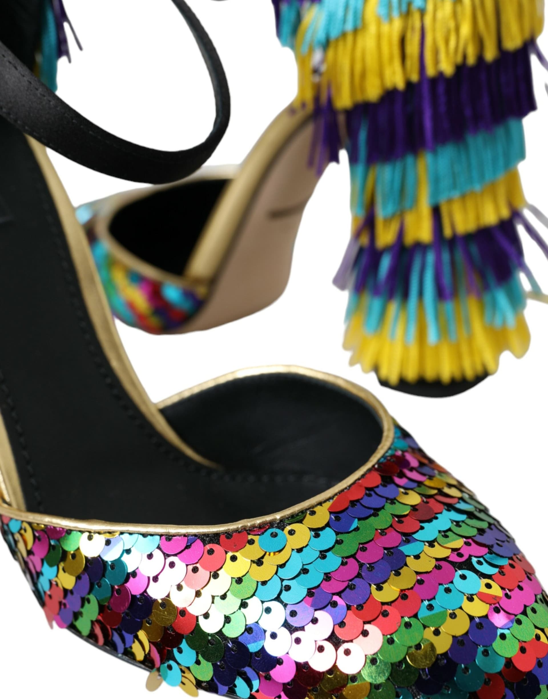 Dolce & Gabbana Multicolor Sequin Crystal Mary Jane Shoes - 8