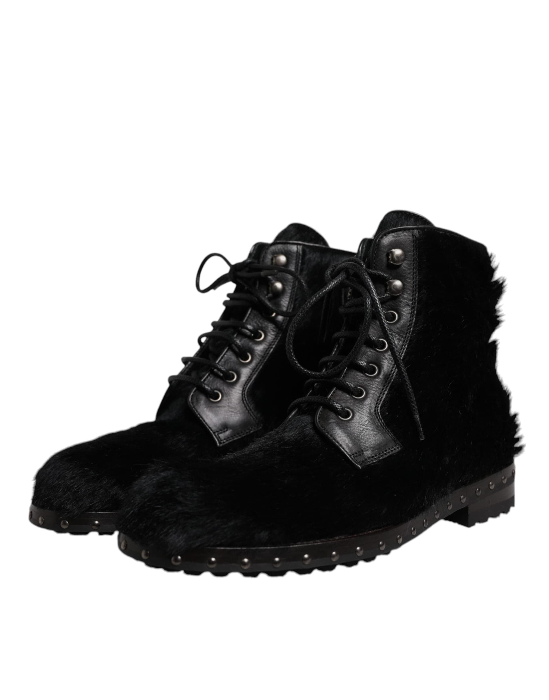 Dolce & Gabbana Black Pony Style Leather Mid Calf Boots Shoes - 2