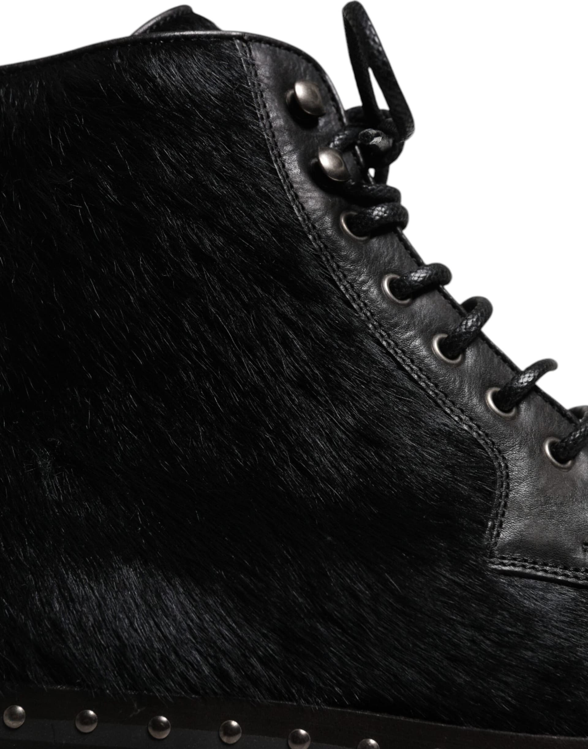 Dolce & Gabbana Black Pony Style Leather Mid Calf Boots Shoes - 7