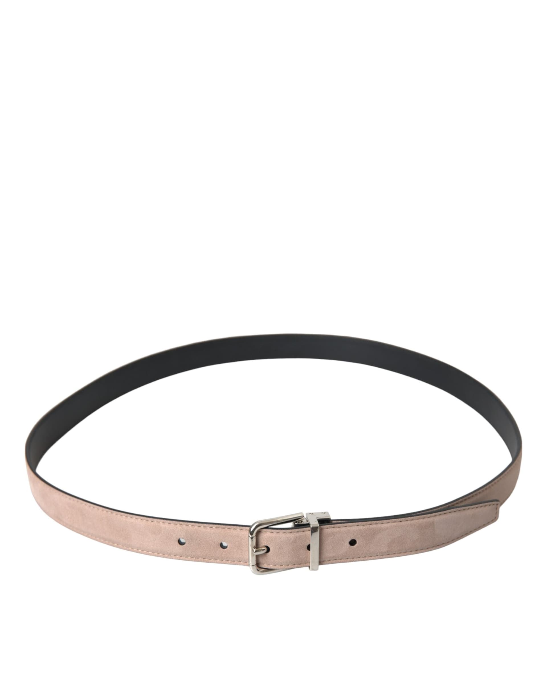 Dolce & Gabbana Beige Suede Leather Silver Buckle Belt Men - 2