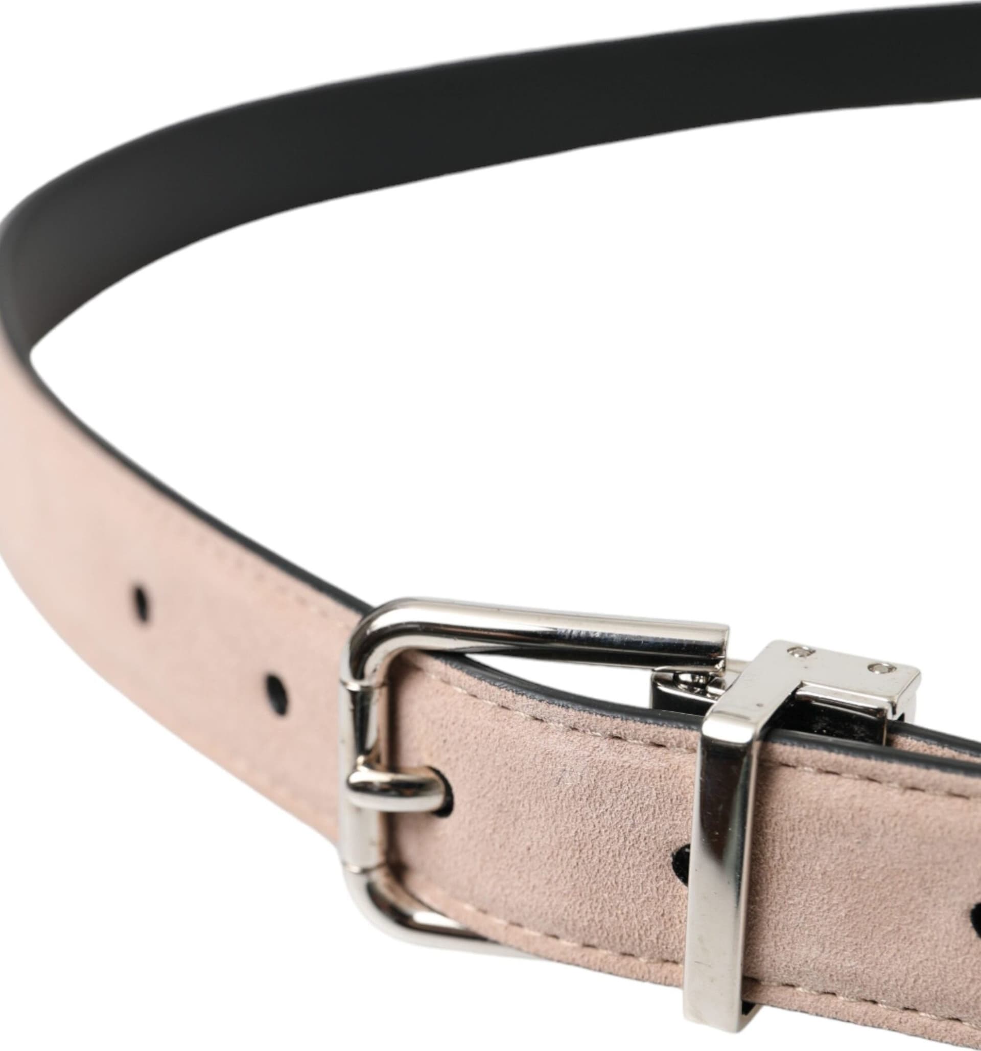 Dolce & Gabbana Beige Suede Leather Silver Buckle Belt Men - 3