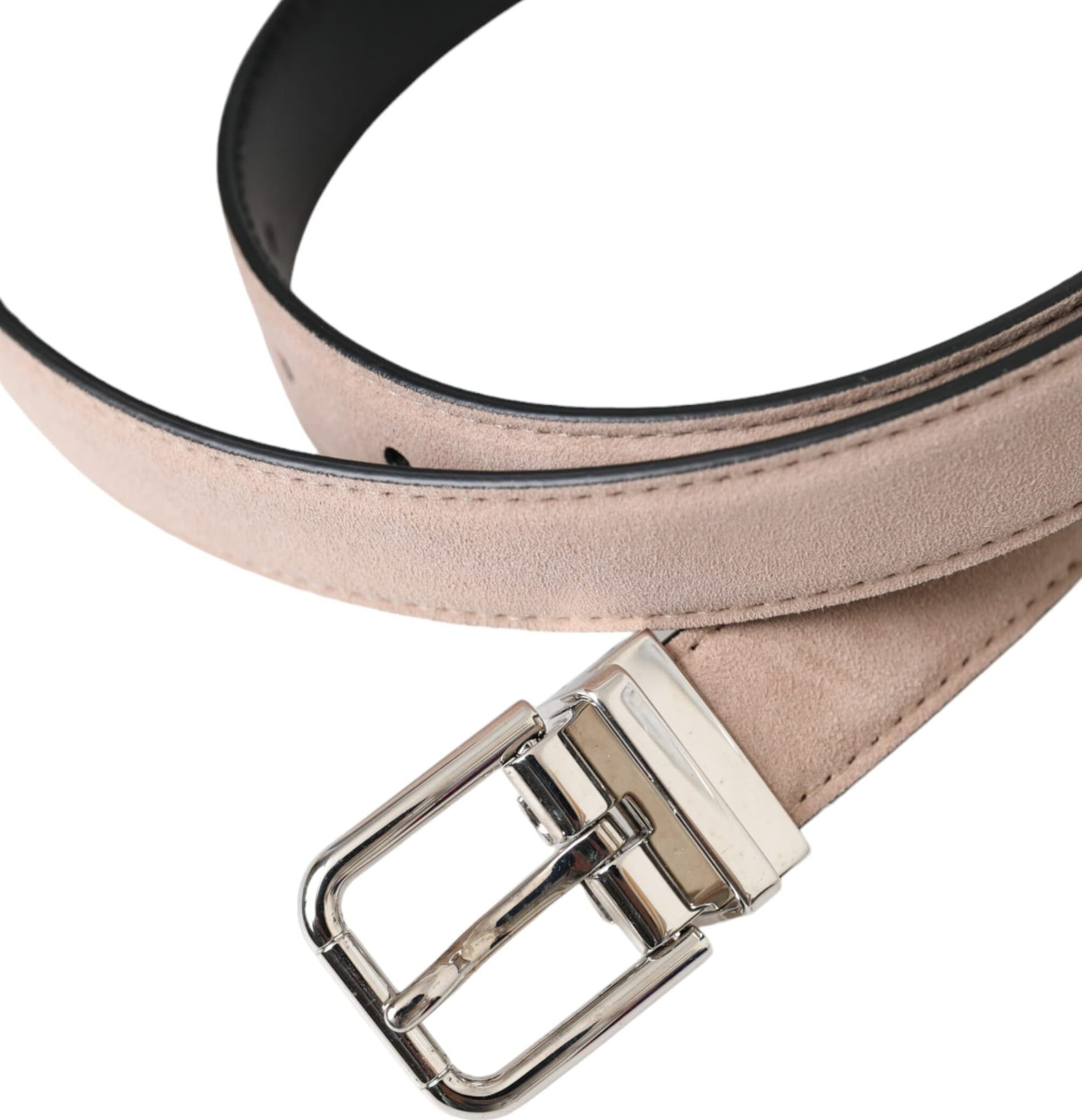 Dolce & Gabbana Beige Suede Leather Silver Buckle Belt Men - 5