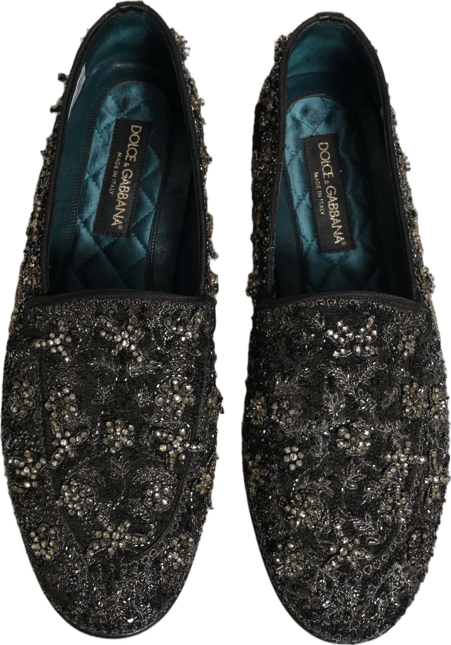 Dolce & Gabbana Black Rhinestone Embellished Loafers Shoes - 3