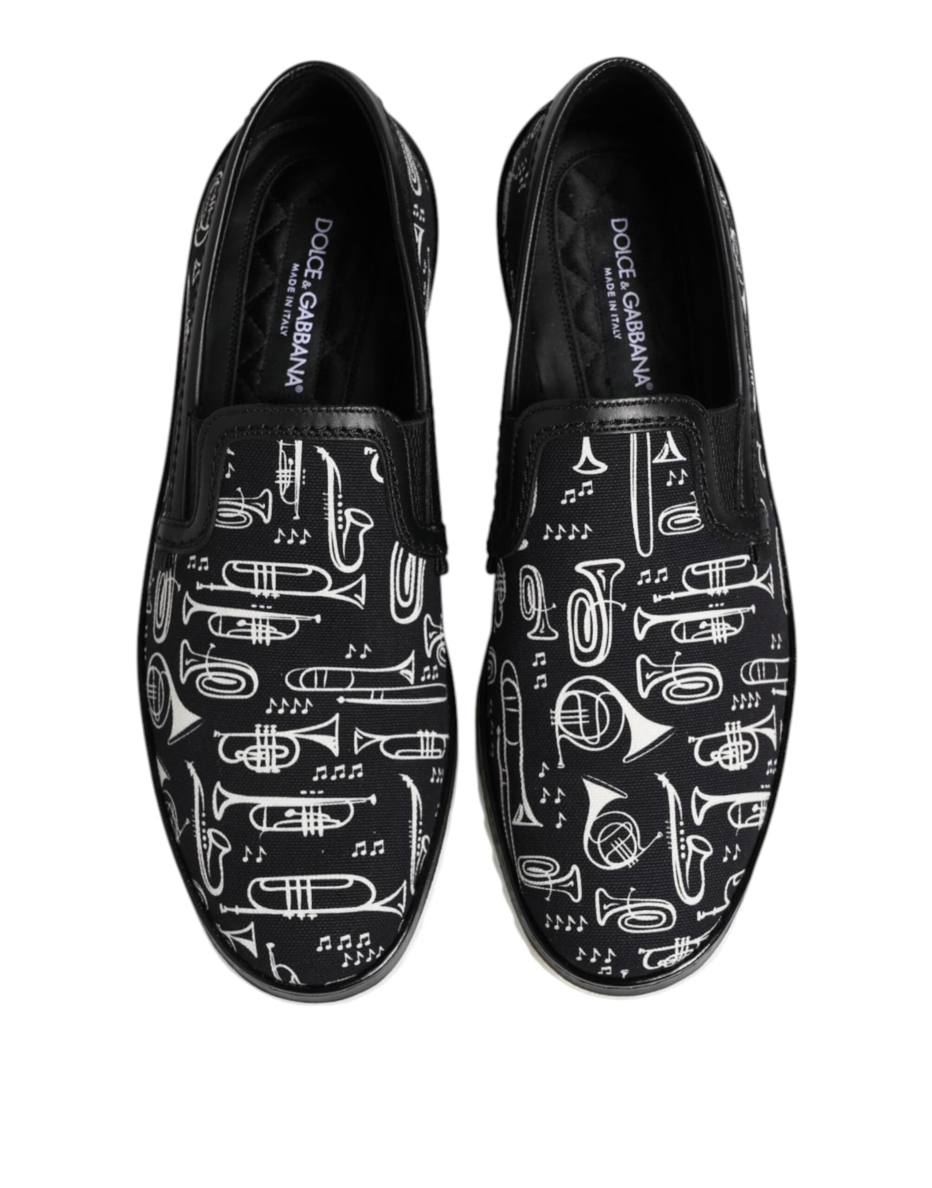 Dolce & Gabbana Black Slip On Printed Men Loafers Shoes - 2