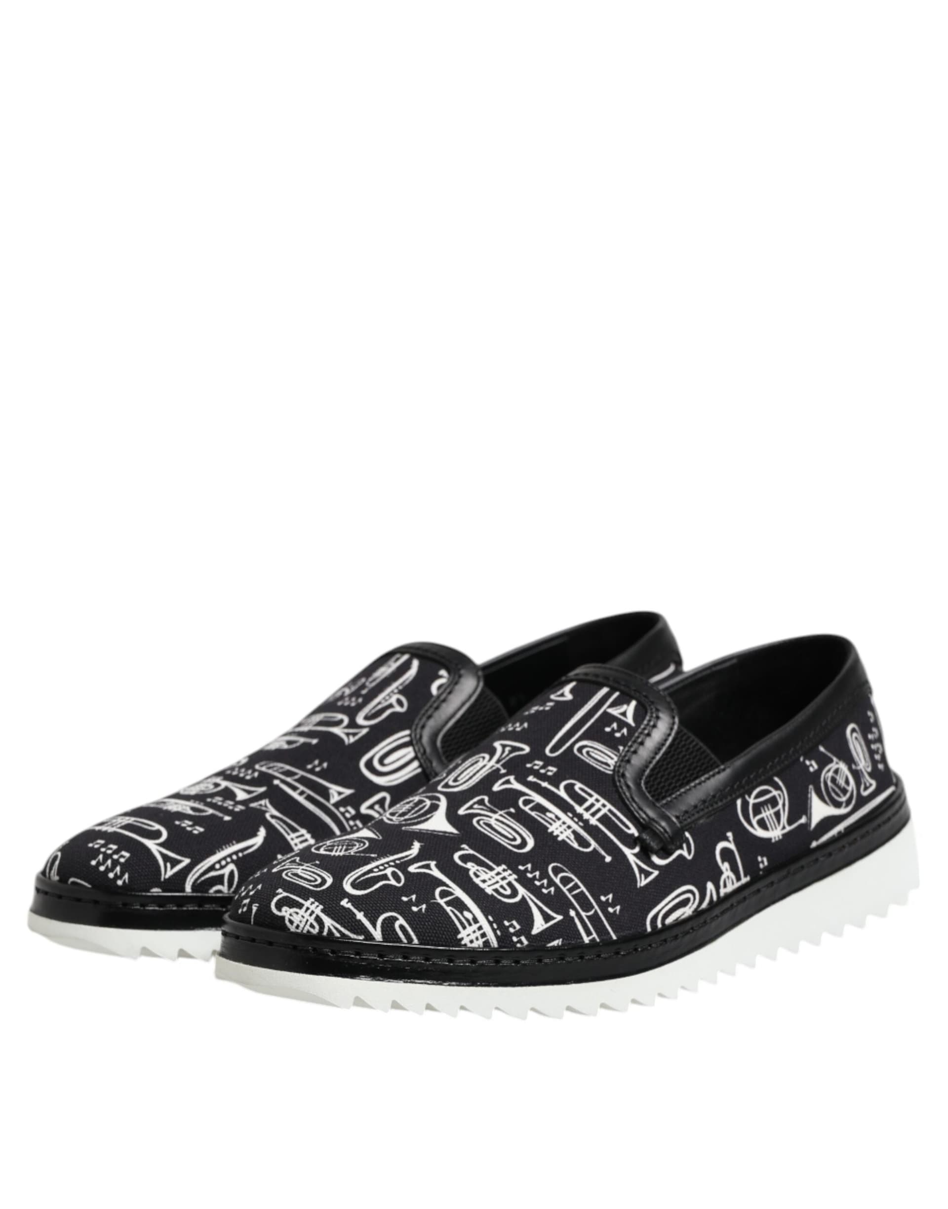 Dolce & Gabbana Black Slip On Printed Men Loafers Shoes - 3