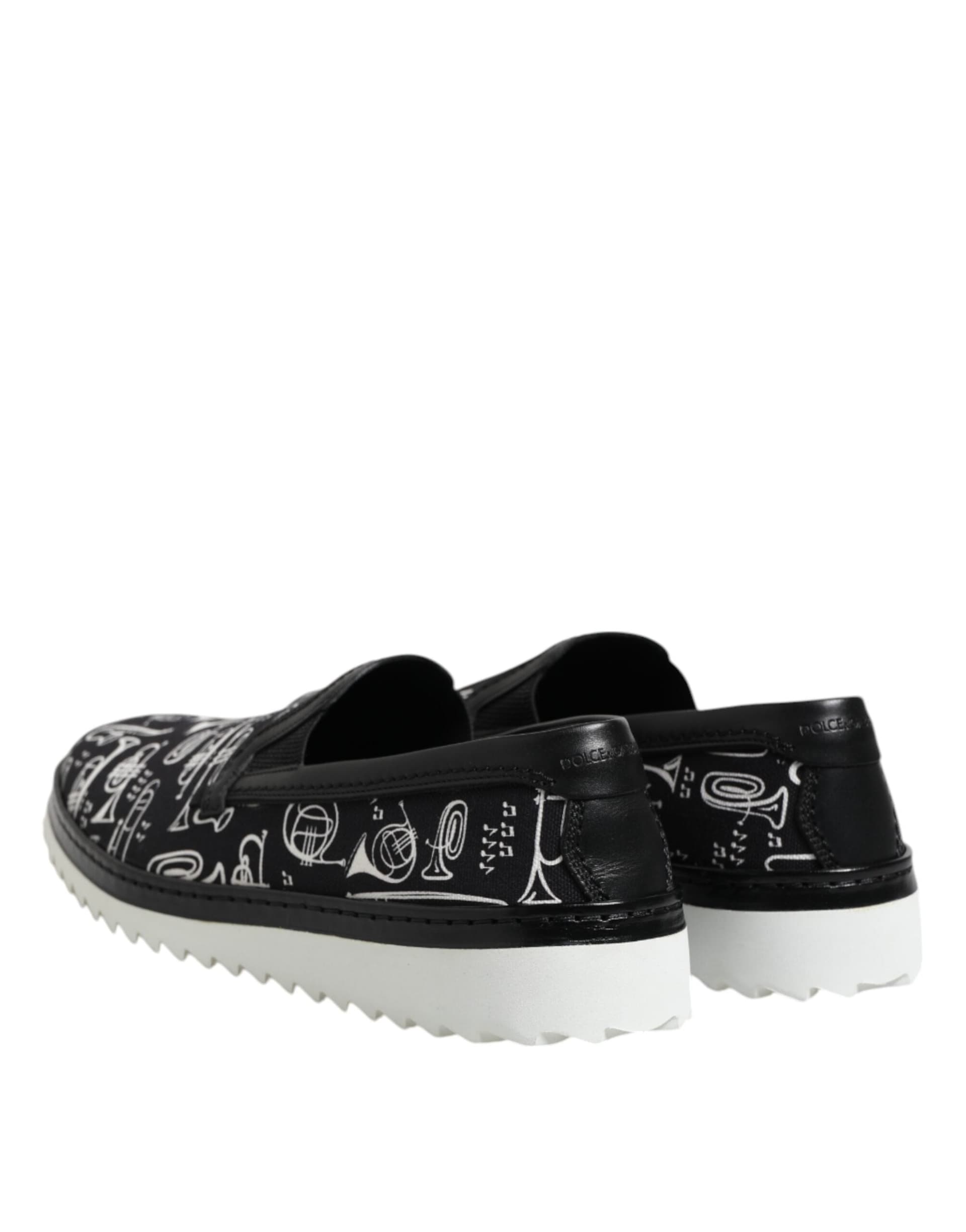 Dolce & Gabbana Black Slip On Printed Men Loafers Shoes - 4