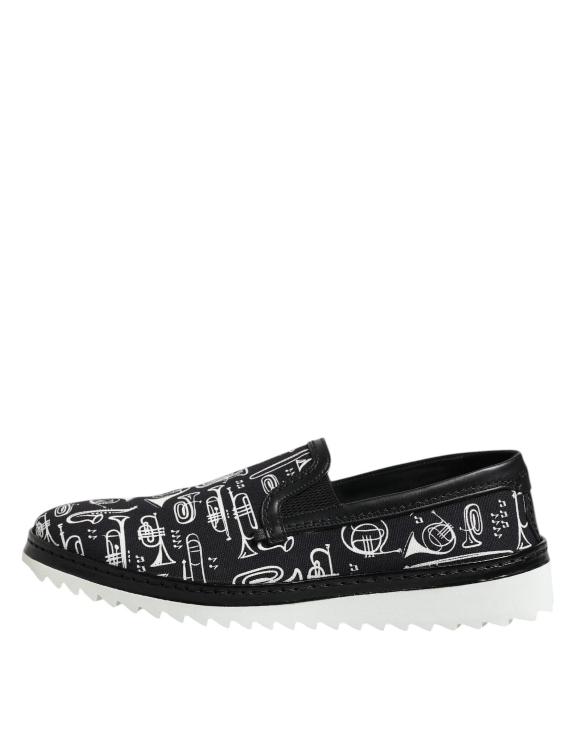 Dolce & Gabbana Black Slip On Printed Men Loafers Shoes - 5
