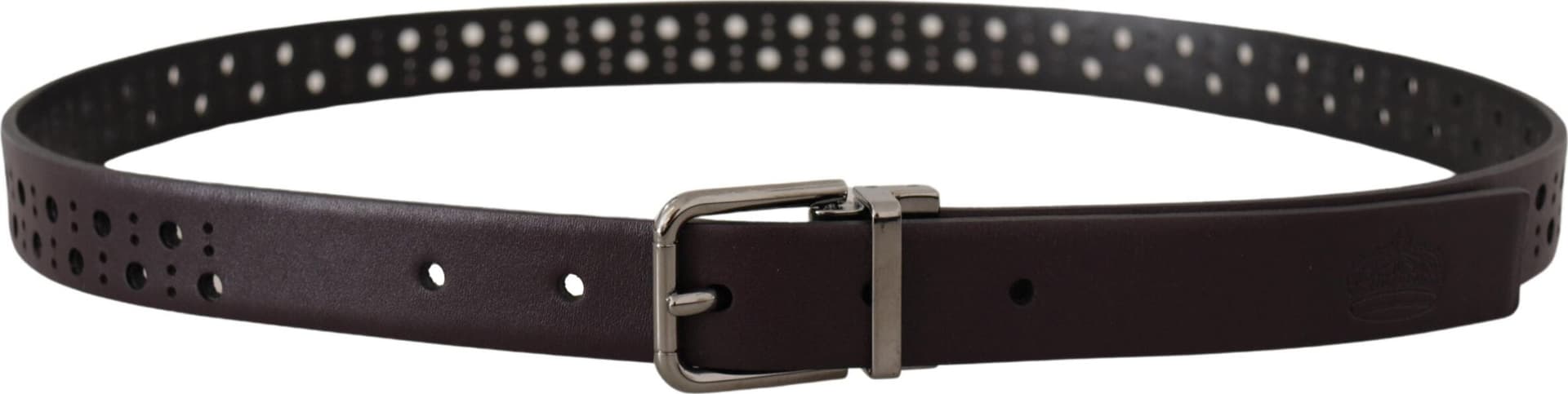 Dolce & Gabbana Dark Purple Perforated Leather Metal Buckle Belt - 2