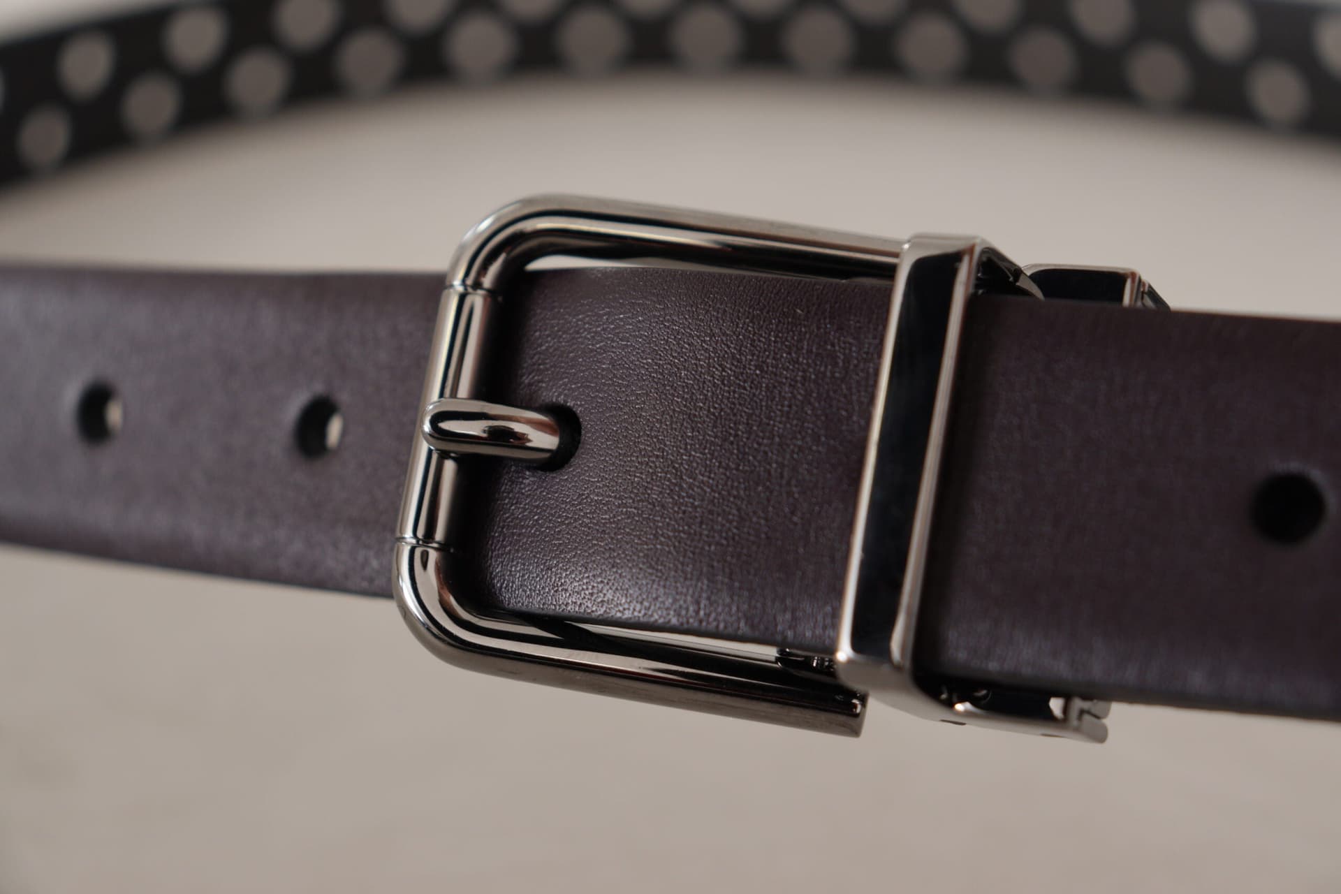 Dolce & Gabbana Dark Purple Perforated Leather Metal Buckle Belt - 5