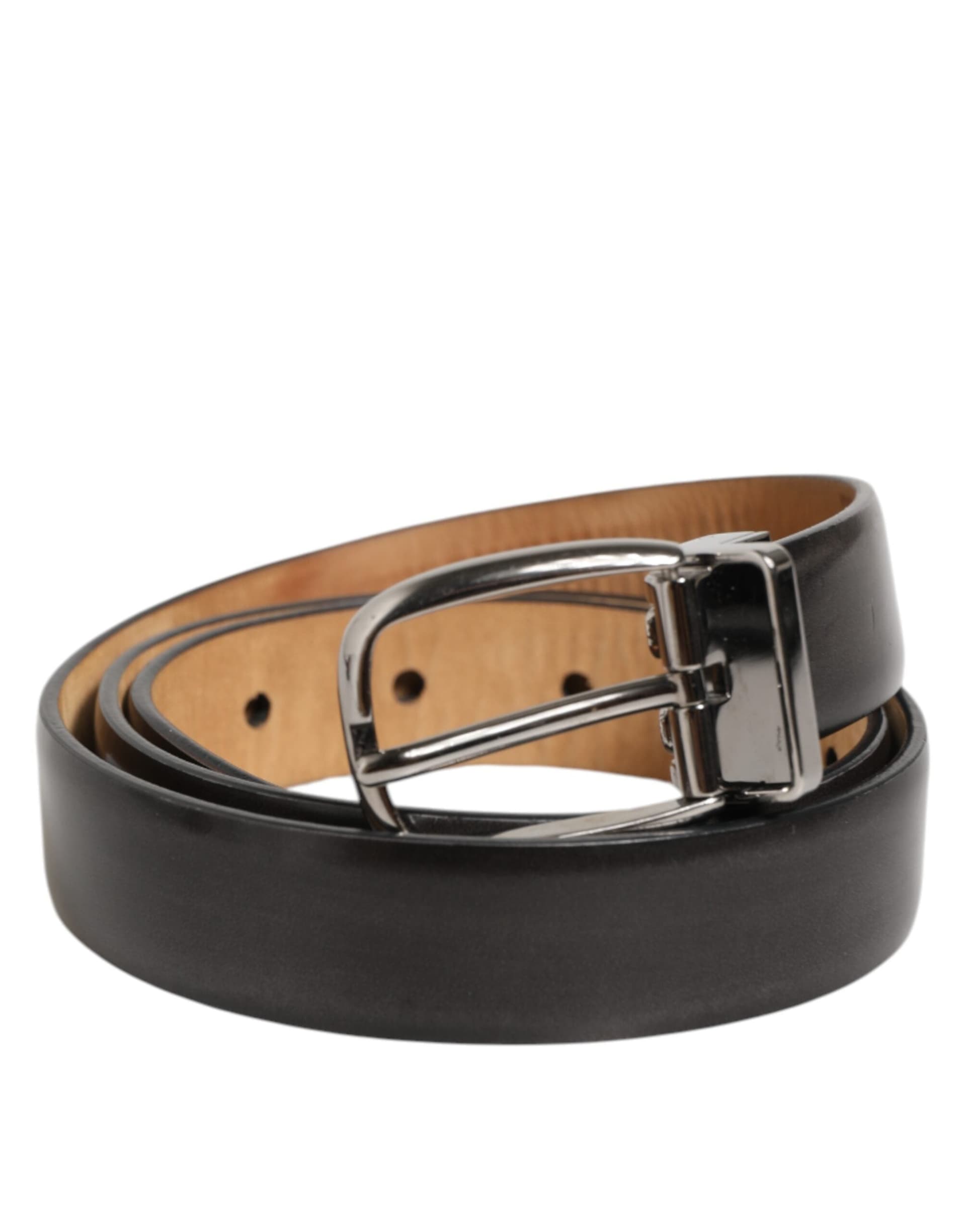 Dolce & Gabbana Black Classic Leather Silver-Tone Buckle Belt - 2