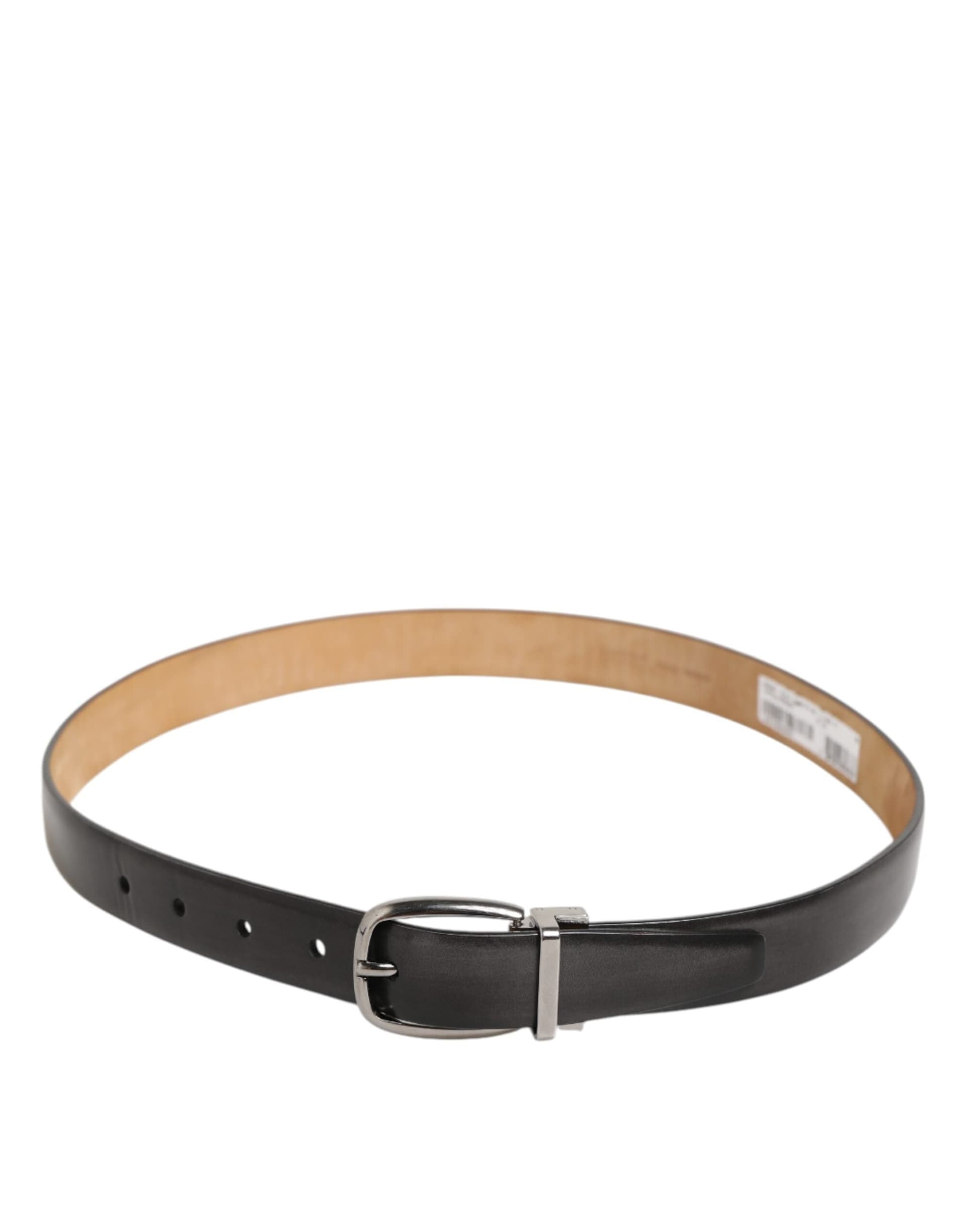 Dolce & Gabbana Black Classic Leather Silver-Tone Buckle Belt - 5