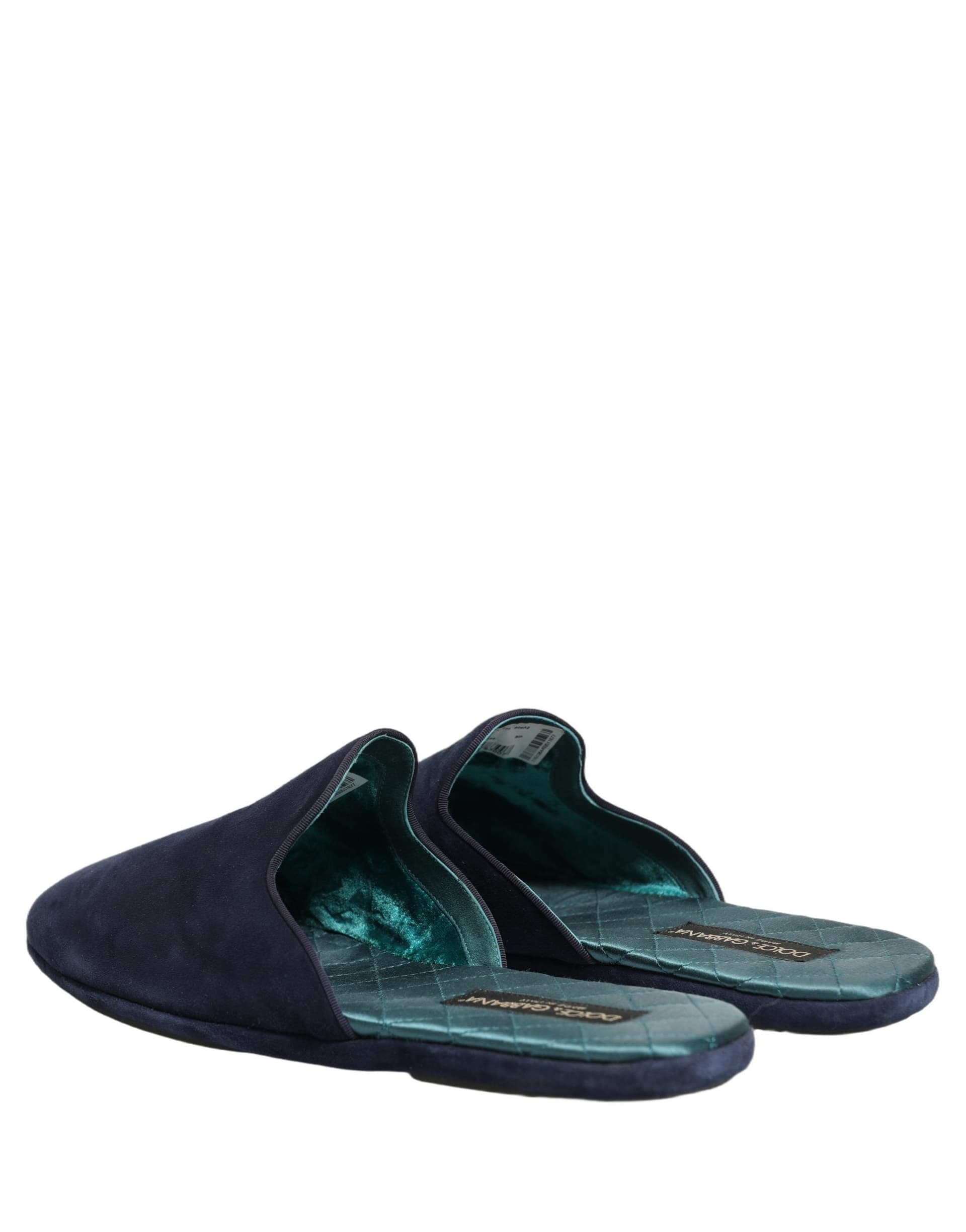 Dolce & Gabbana Blue Suede Slides Flat Slipper Men Shoes - 5