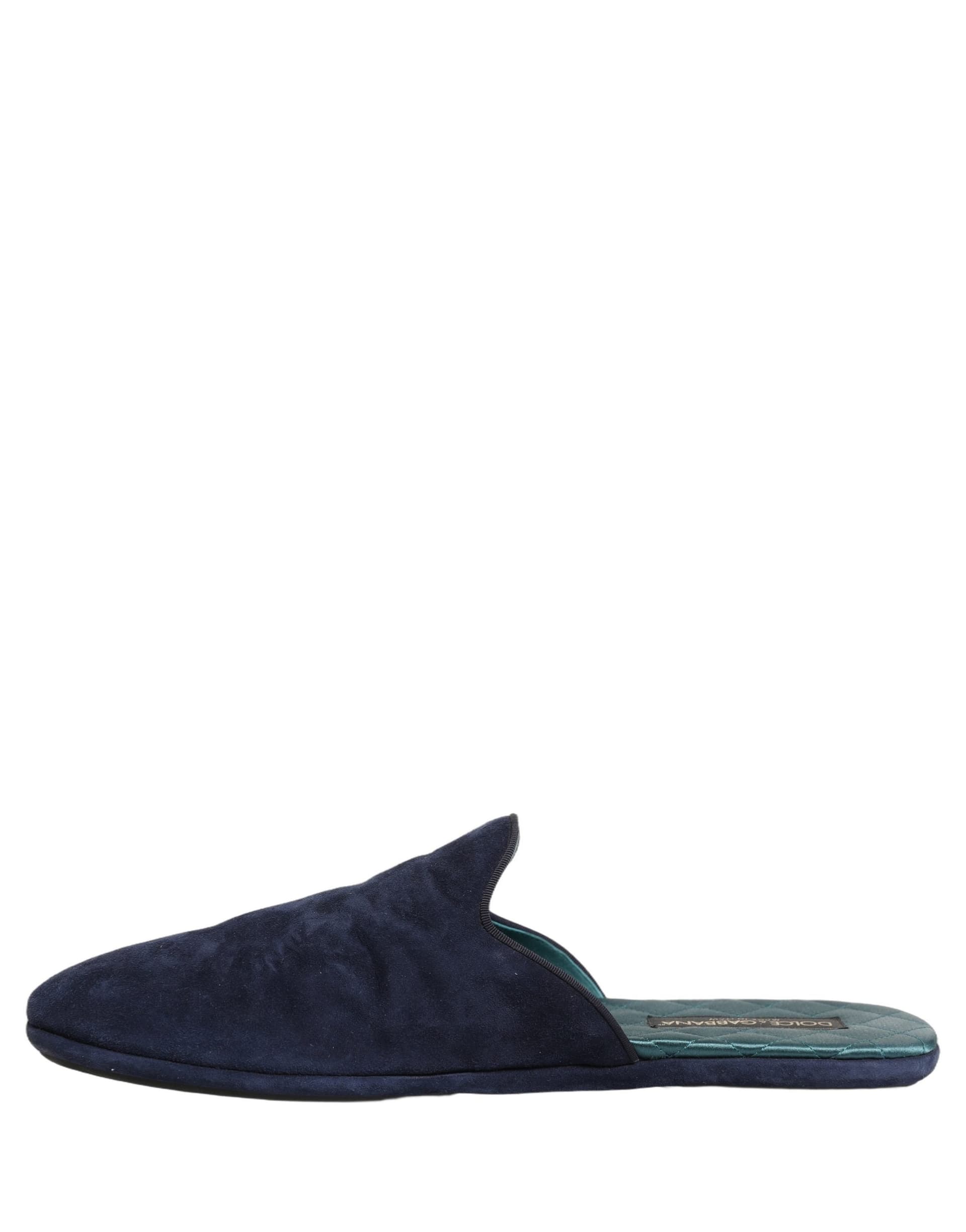 Dolce & Gabbana Blue Suede Slides Flat Slipper Men Shoes - 6