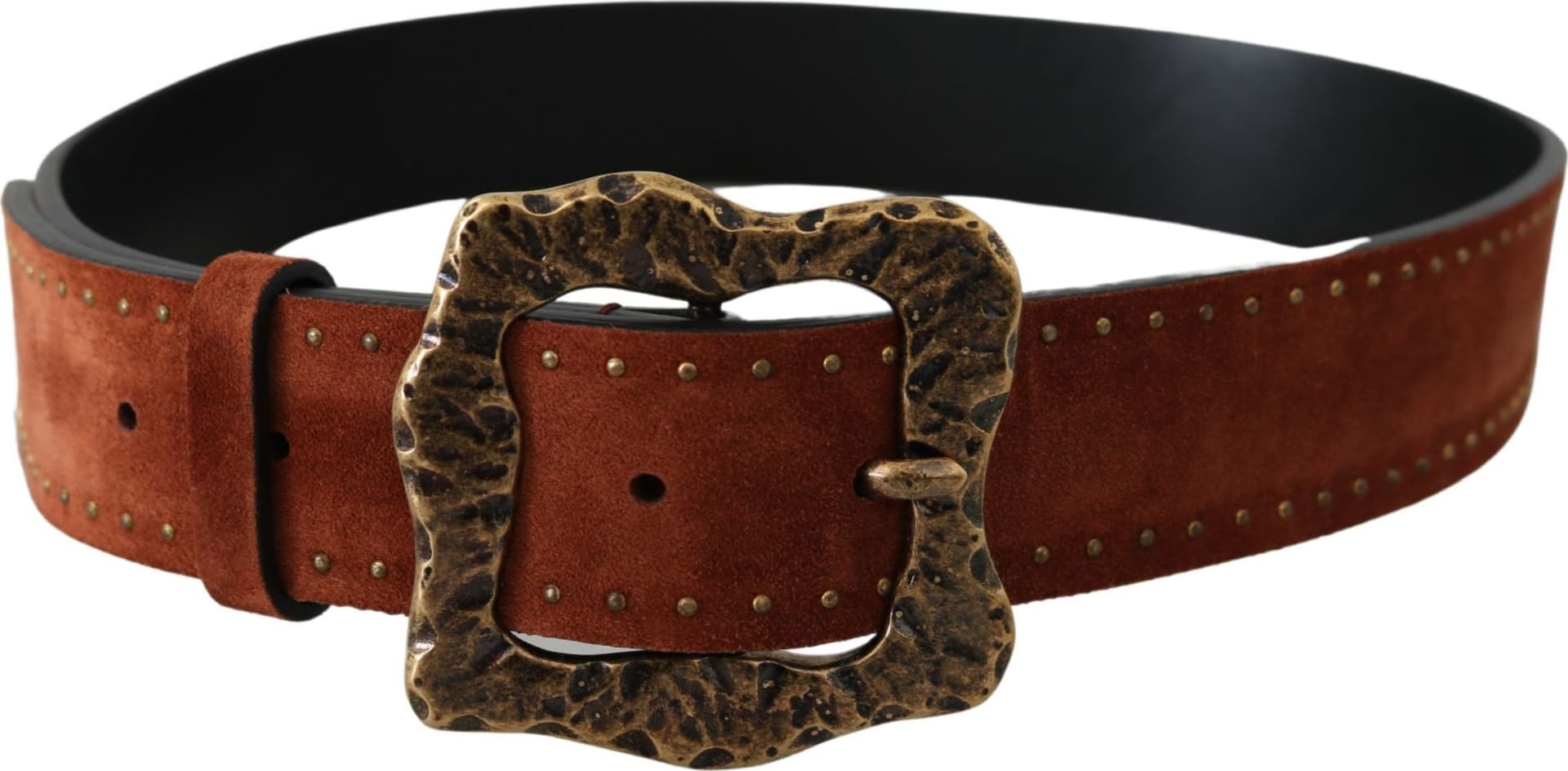 Dolce & Gabbana Brown Suede Leather Studded Baroque Belt - 2